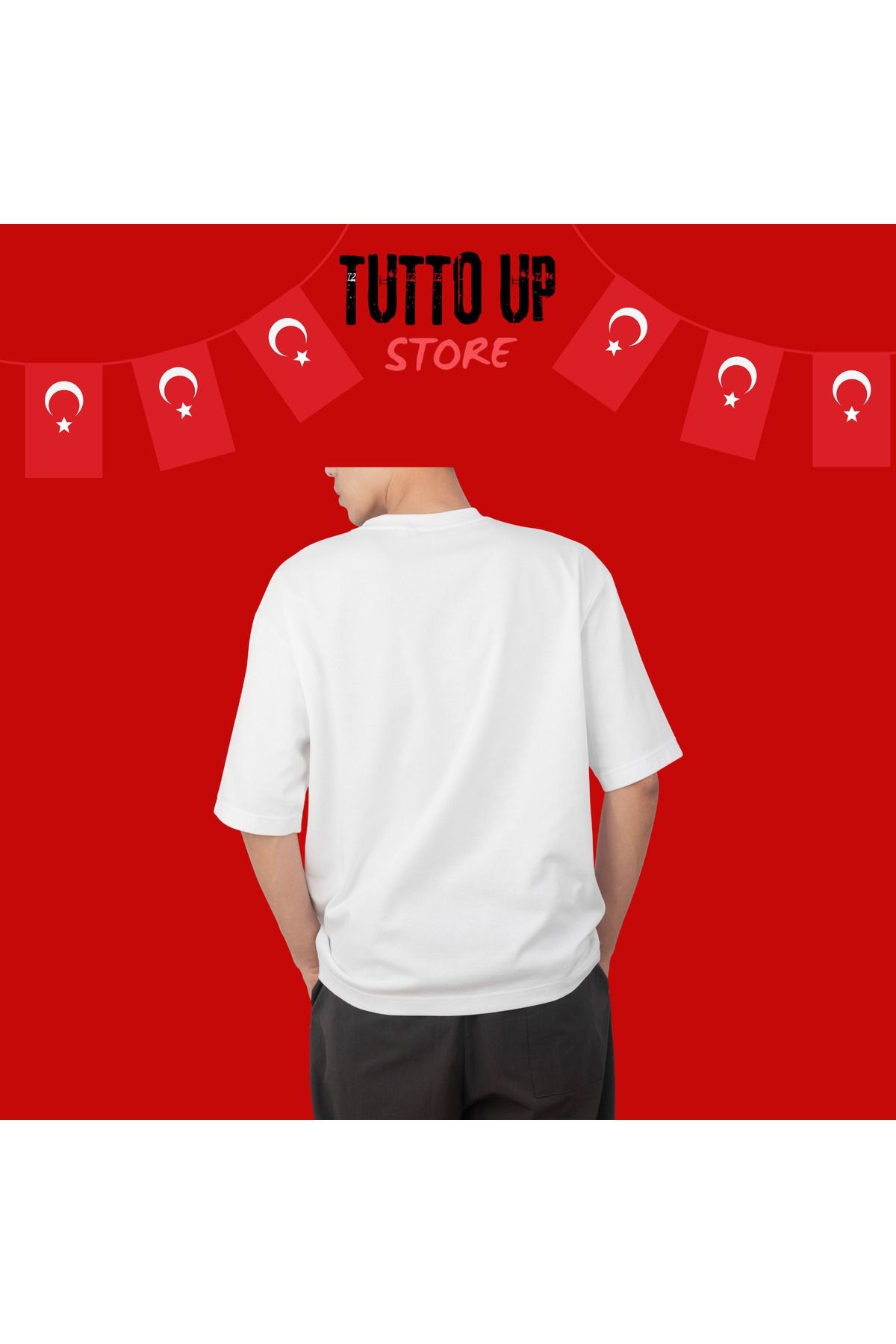 Mustafa Kemal Atatürk Görselli Beyaz  Özel Baskılı Tasarım Oversize T-Shirt