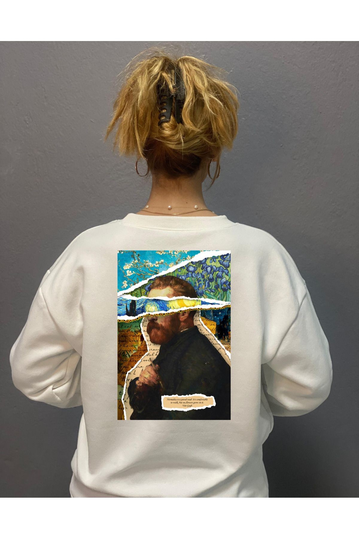 VİNCENT VAN GOGHH TABLO BASKILI 3 İPLİK ŞARDONLU SWEAT T.SHİRT