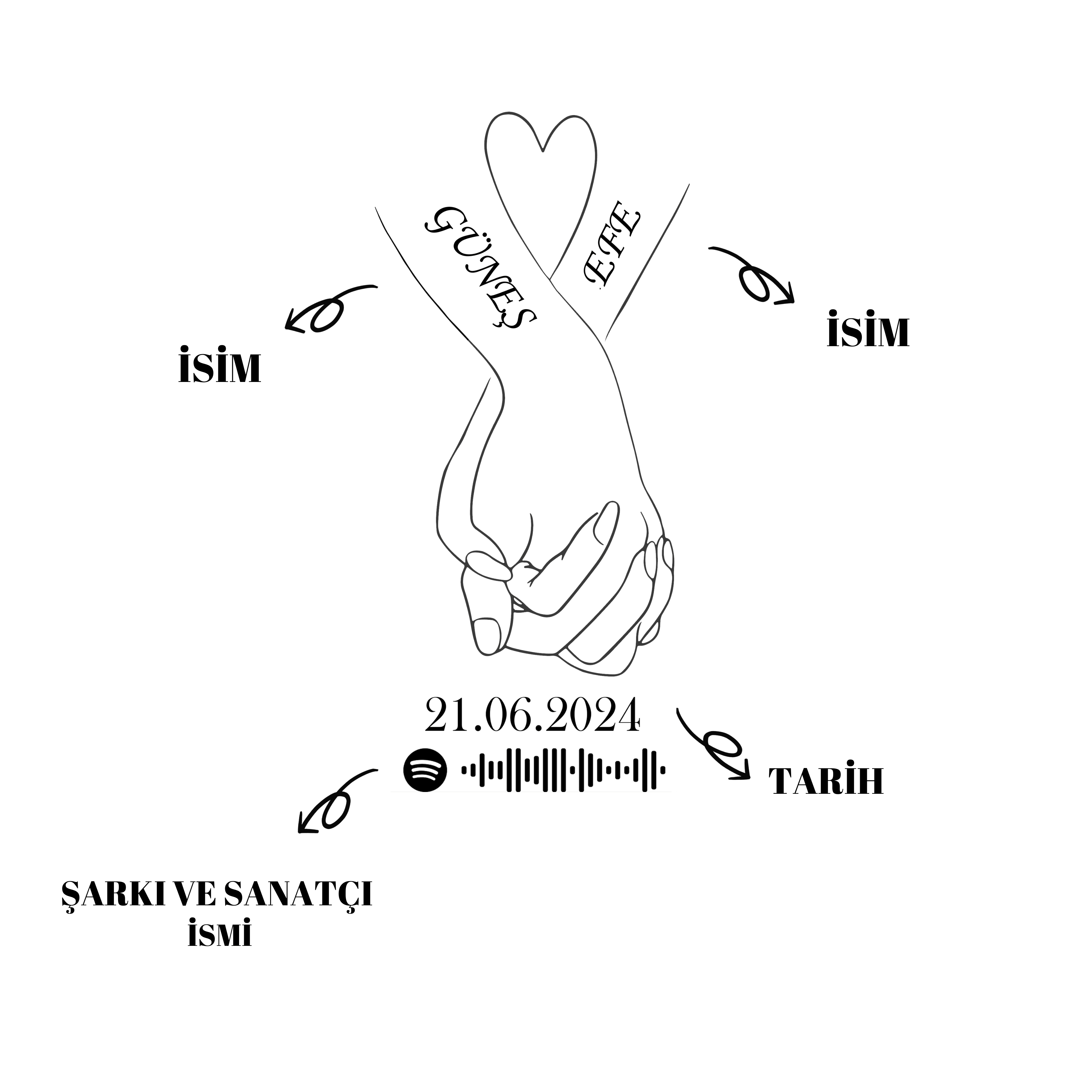 Sevgi Dolu Eller Kişiye Özel Tasarım 3 İplik Şardonlu Oversize Sweatshirt