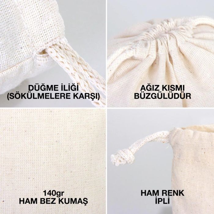 Doğum Günün Kutlu Olsun Yazılı Kalp Motifli Hediyelik Ham Bez Kese (20cmx30cm)