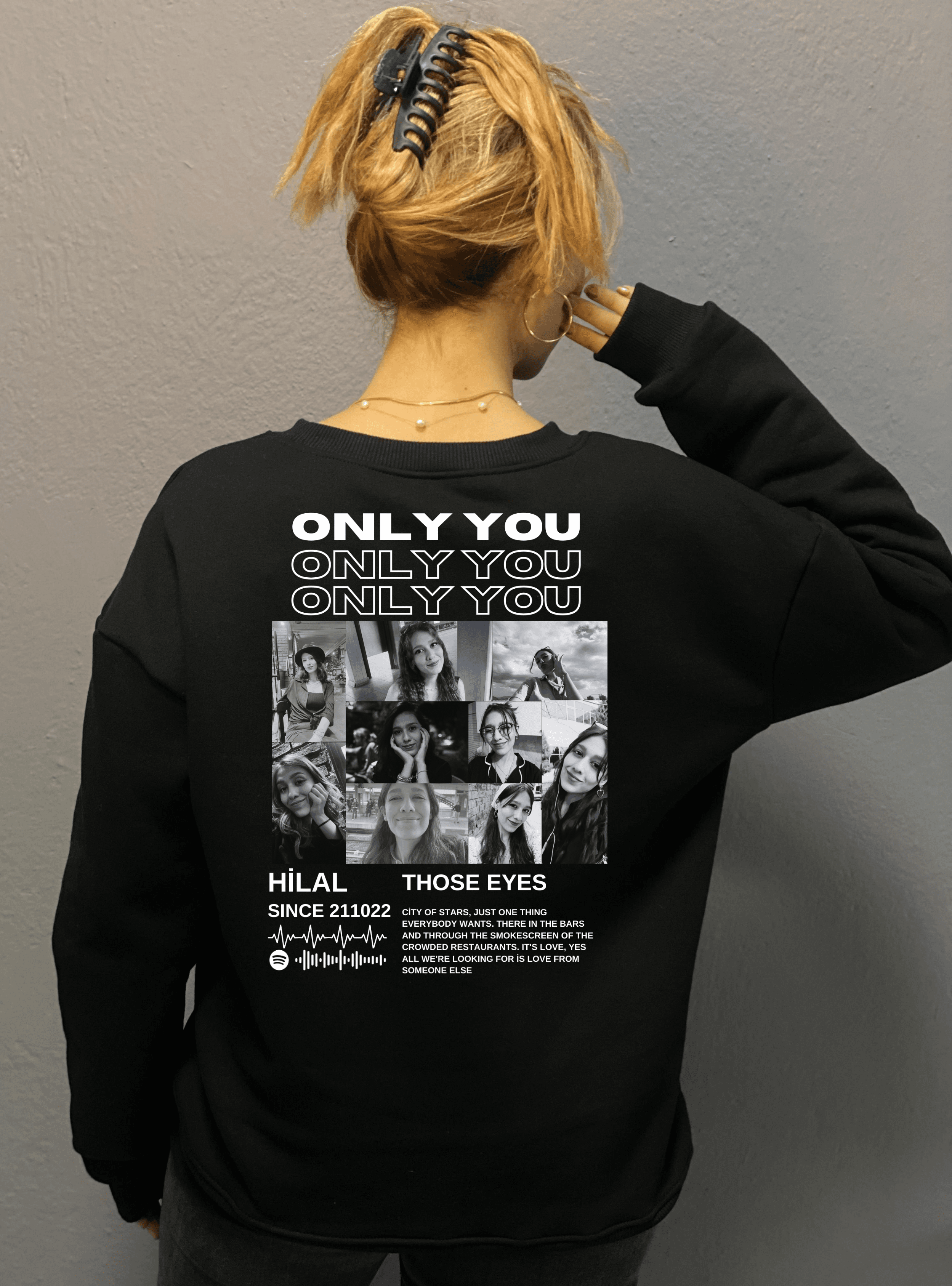 Only You Kişiye Özel Tasarım 3 İplik Şardonlu Oversize Sweatshirt