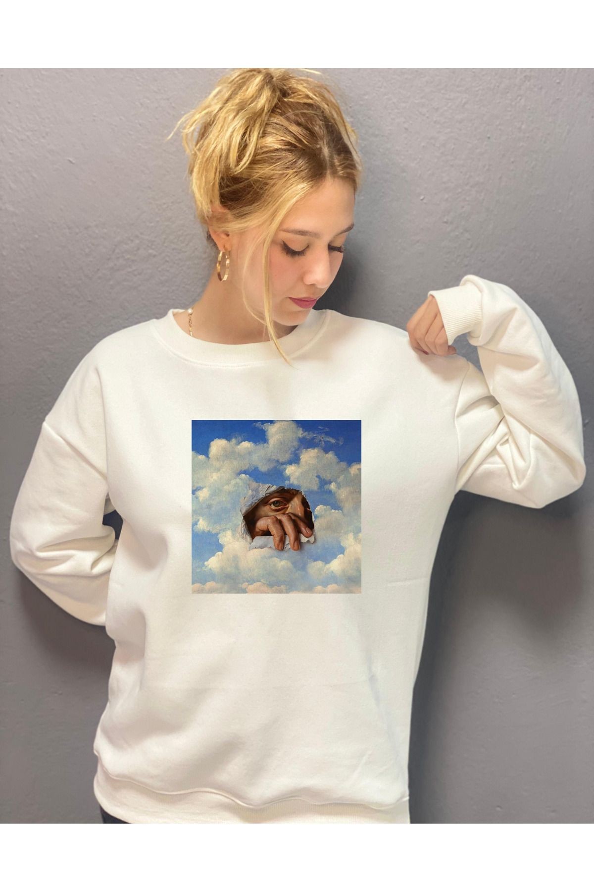 VİNCENT VAN GOGHH BULURLARIN ARASINDA BASKILI 3 İPLİK ŞARDONLU SWEAT T.SHİRT