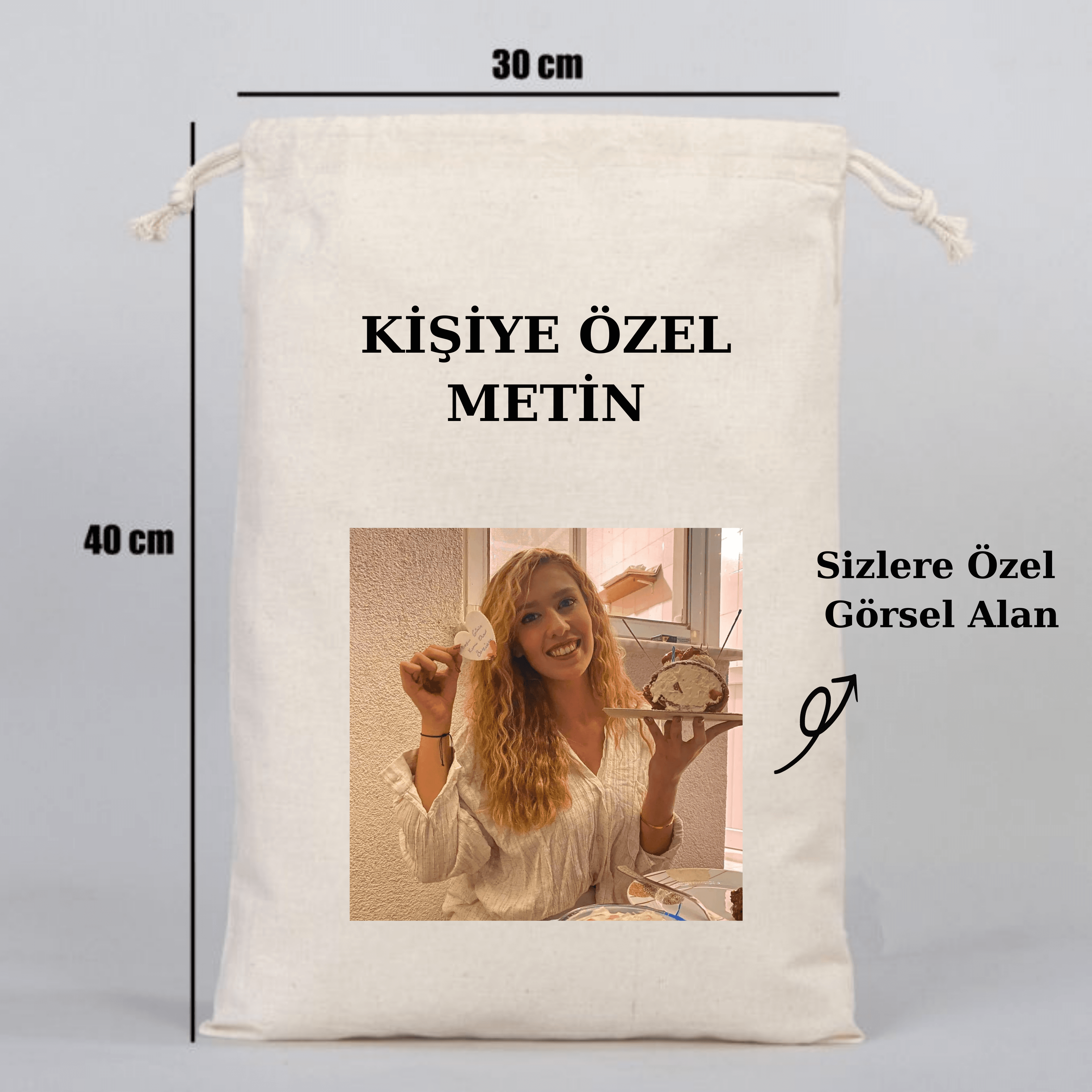 Kişiye Özel Hediyelik Ham Bez Kese (20cmx30cm)