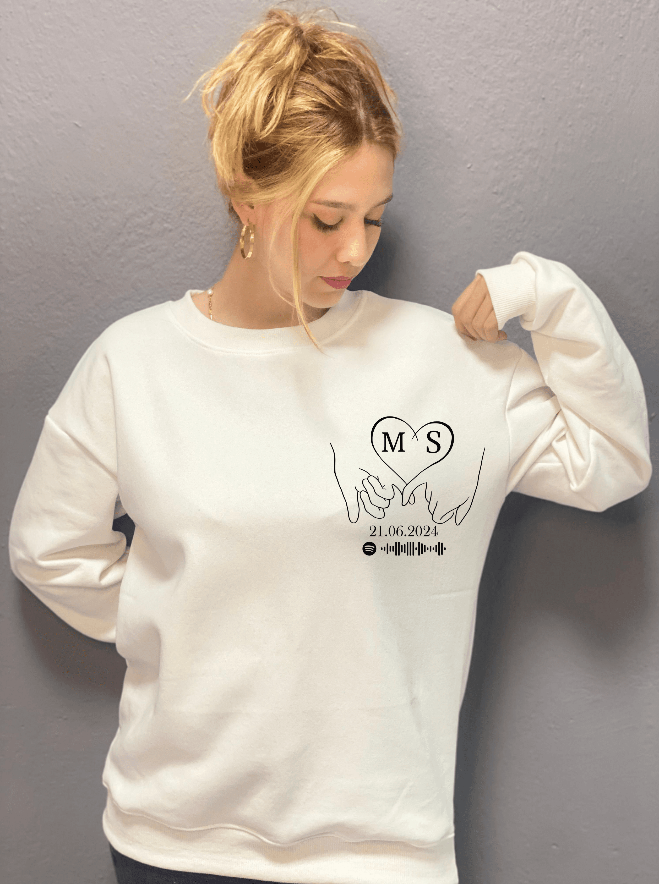 Kalpten Ele  Kişiye Özel Tasarım 3 İplik Şardonlu Oversize Sweatshirt