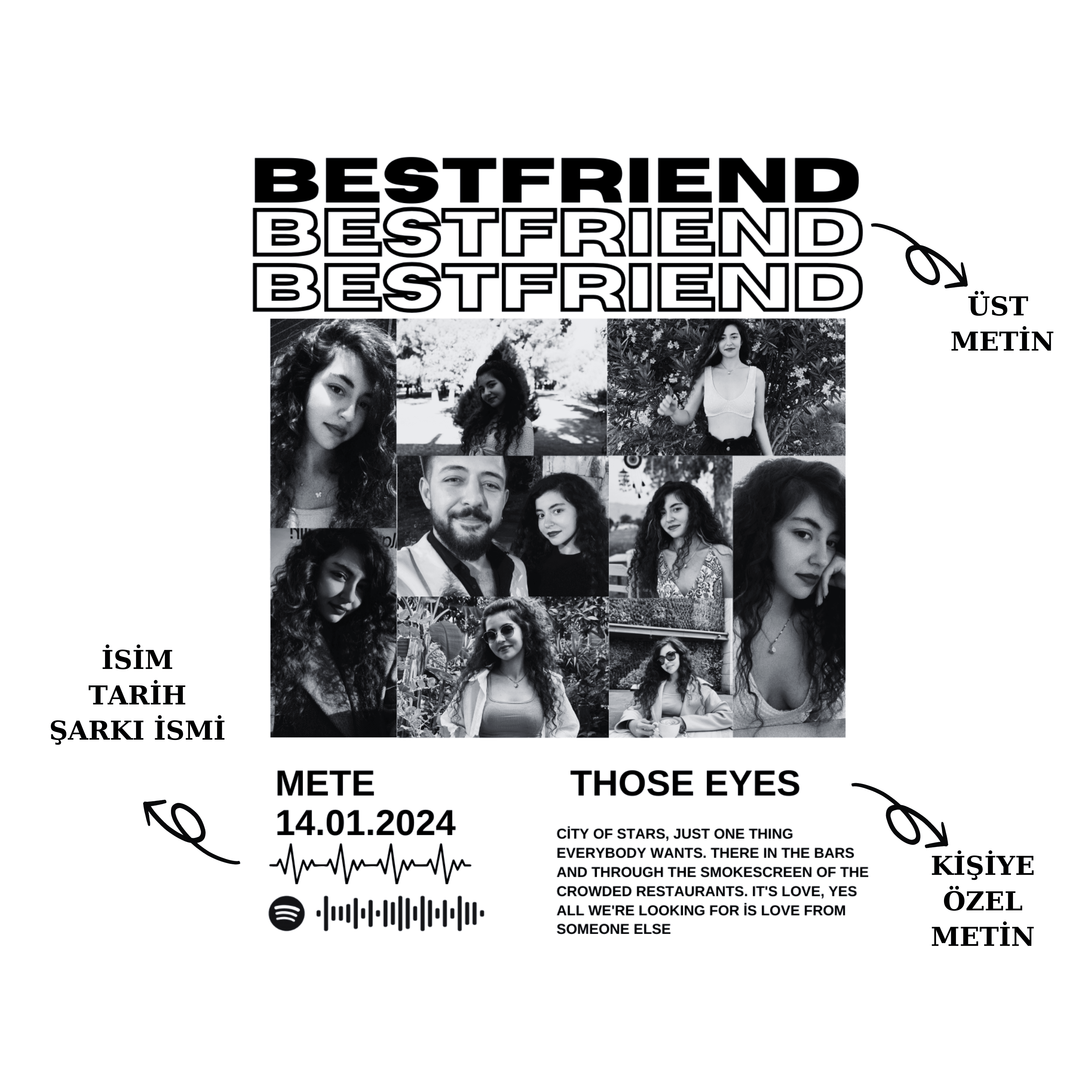 Bestfriend Kişiye Özel Tasarım Oversize T-Shirt