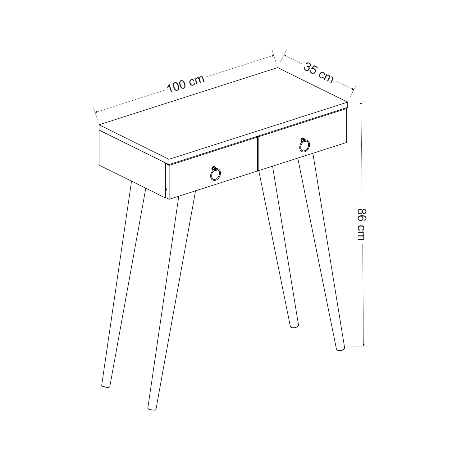 Dekorosso Arden Ahşap Ayaklı Modern Dekoratif Dresuar 100Cm
