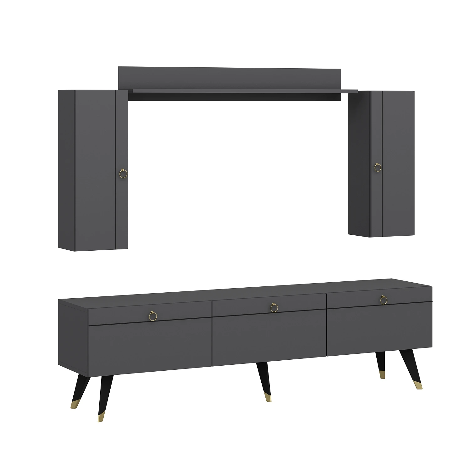 Dekorosso Andora Modern Tv Ünitesi Kitaplıklı Dolaplı Tv Sehpası