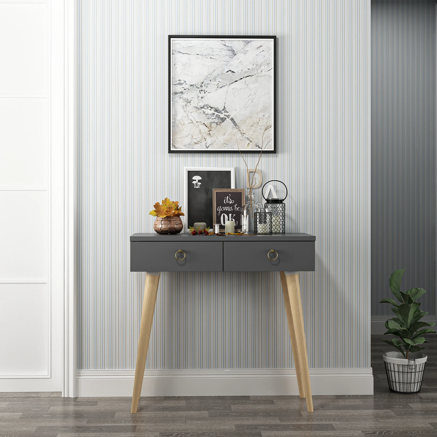 Dekorosso Arden Ahşap Ayaklı Modern Dekoratif Dresuar