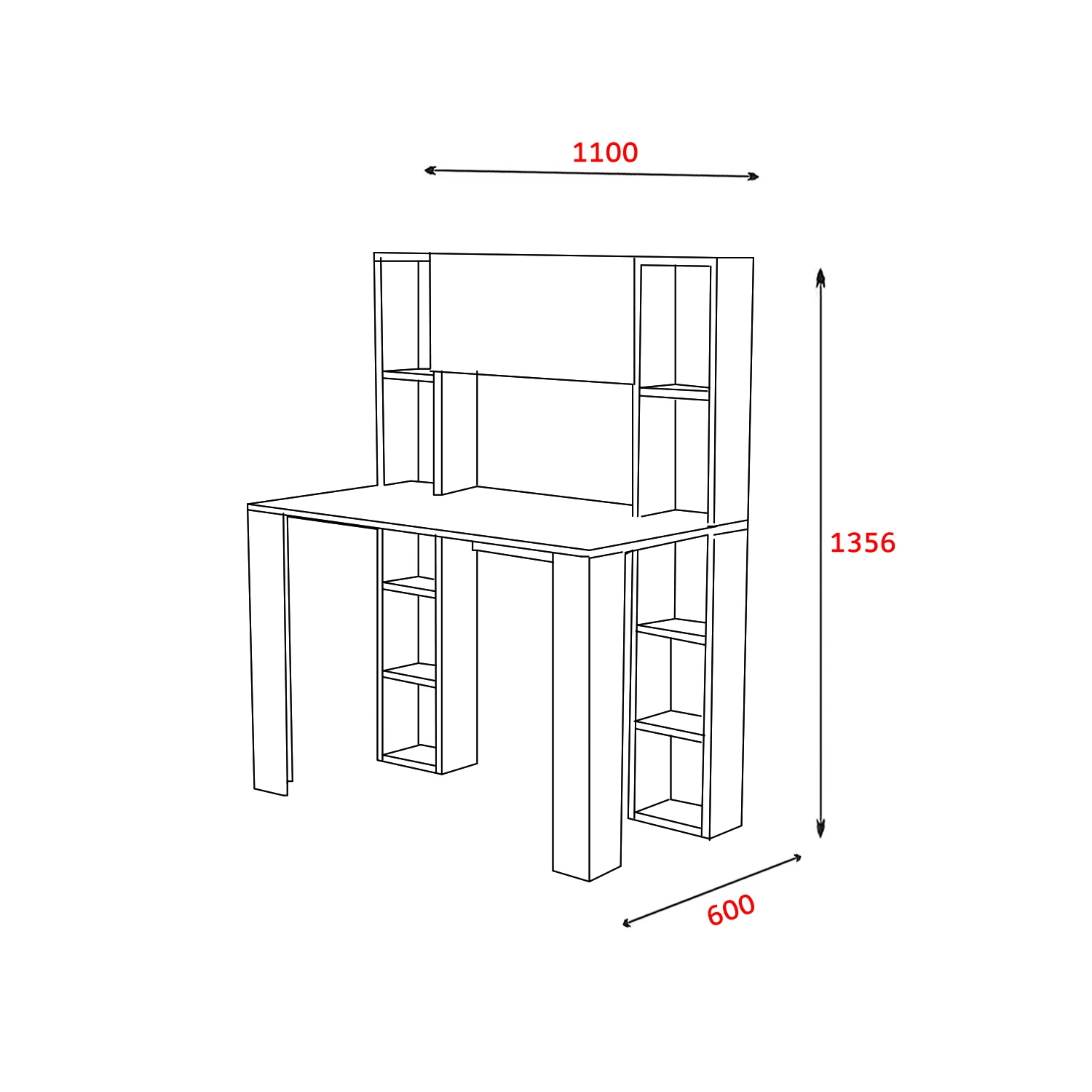 Dekorosso Vital Raflı Dolaplı Çalışma Masası