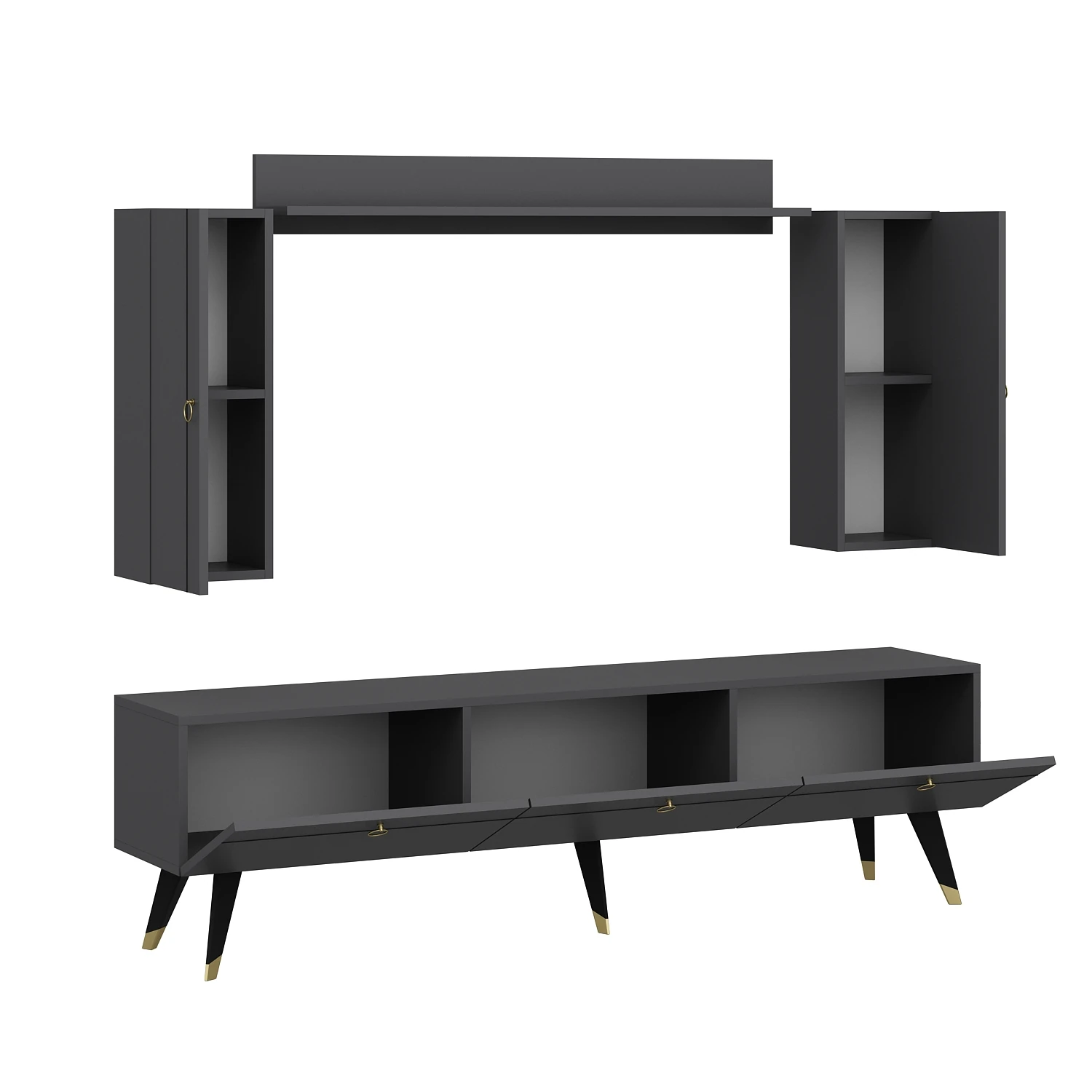 Dekorosso Andora Modern Tv Ünitesi Kitaplıklı Dolaplı Tv Sehpası