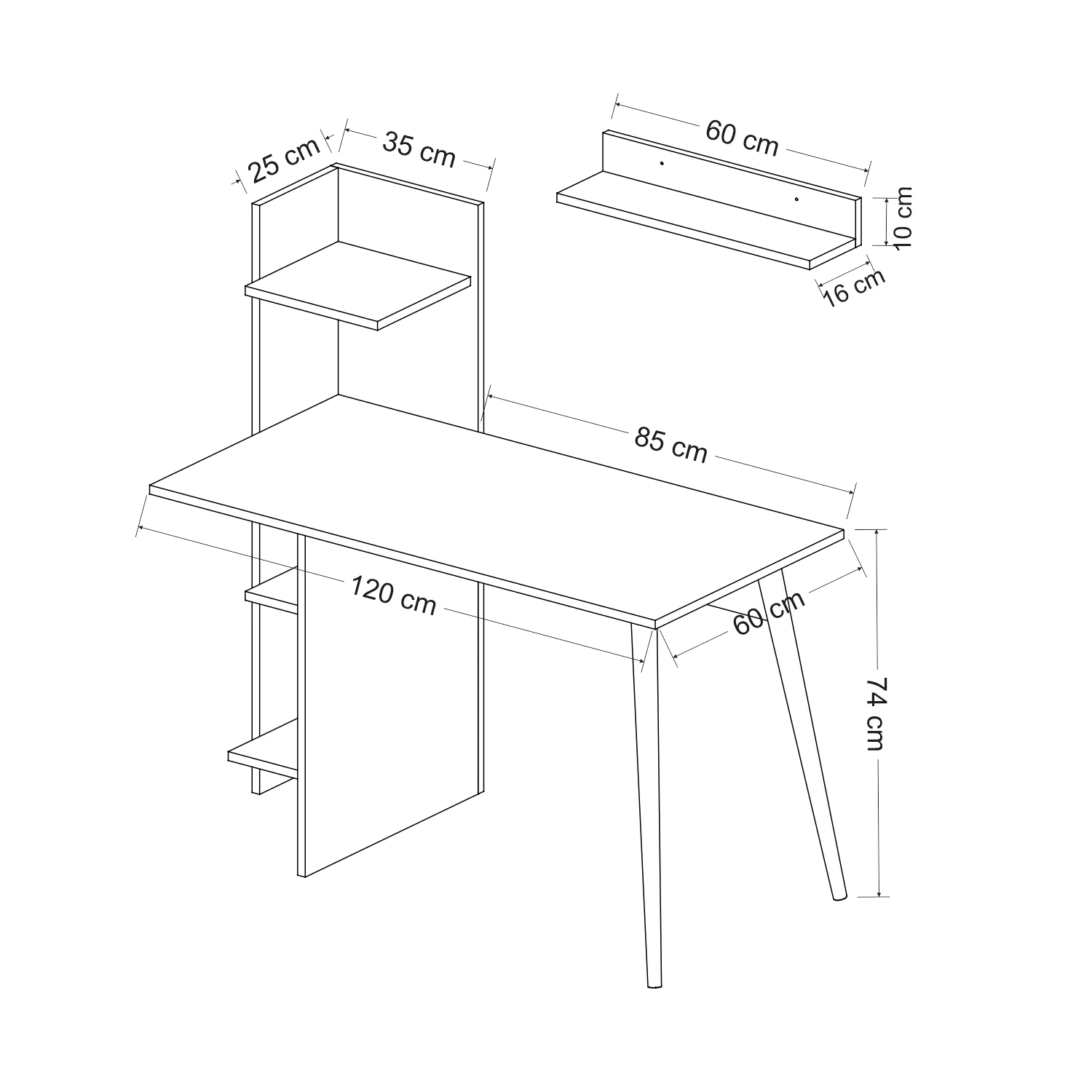 Dekorosso Omar Ahşap Ayaklı Fonksiyonel Çalışma Masası