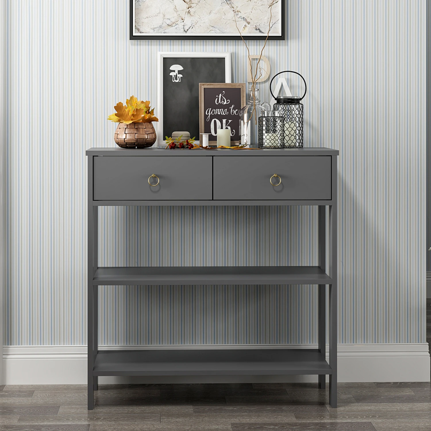 Dekorosso Luke Modern Dekoratif 2 Çekmeceli 2 Raflı Dresuar