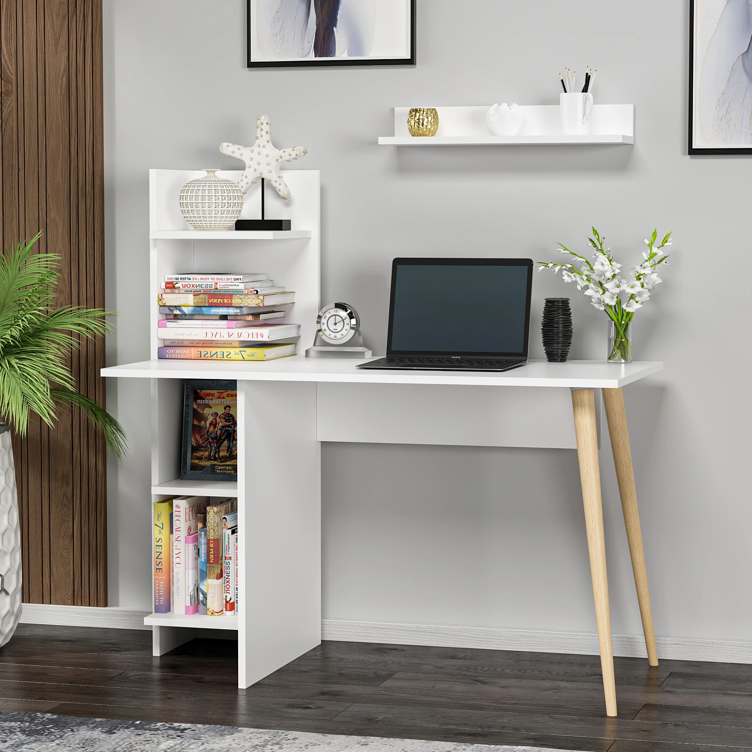 Dekorosso Omar Ahşap Ayaklı Fonksiyonel Çalışma Masası