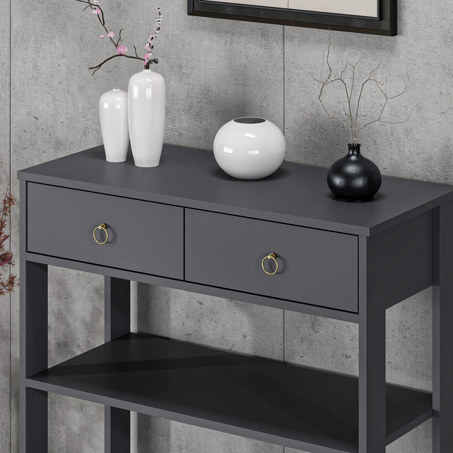 Dekorosso Luke Modern Dekoratif 2 Çekmeceli 2 Raflı Dresuar