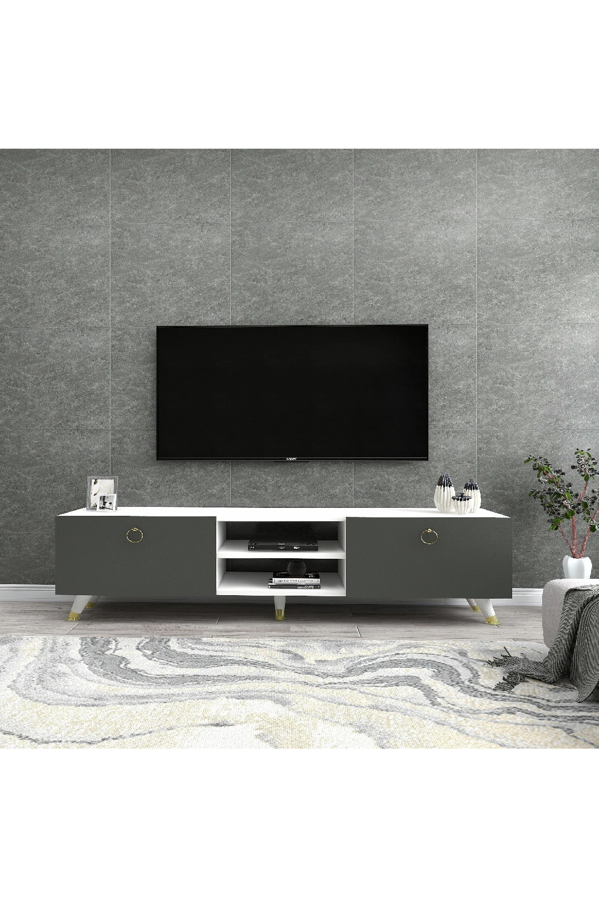 Dekorosso Veco 2 Kapaklı Modern Tv Ünitesi