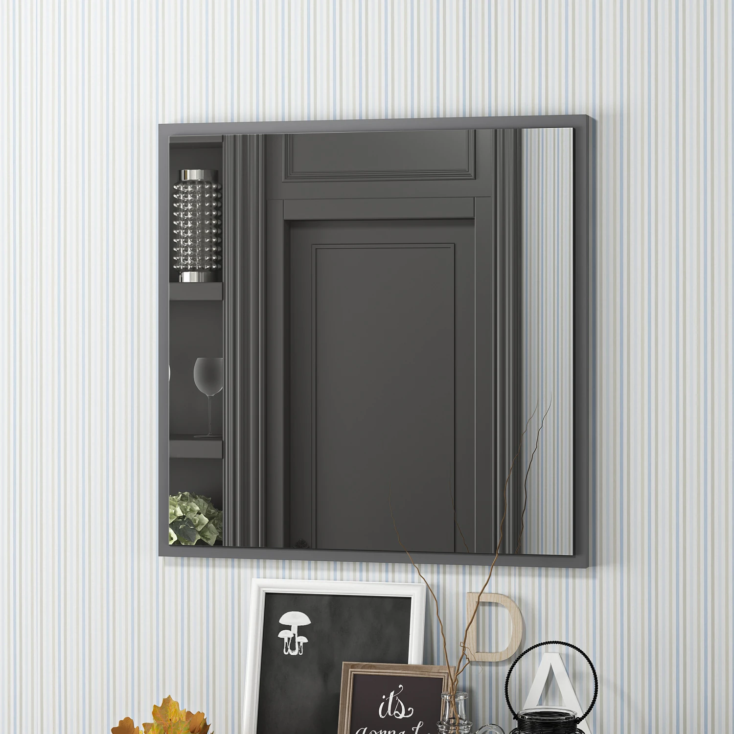 Dekorosso Sır Modern Dekoratif Salon Banyo Kare Ayna