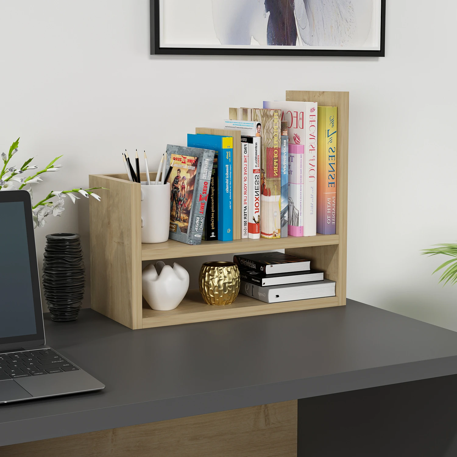 Dekorosso Crow Masaüstü Raf Organizer & Duvar Rafı & Montessori Raf - Safir Meşe