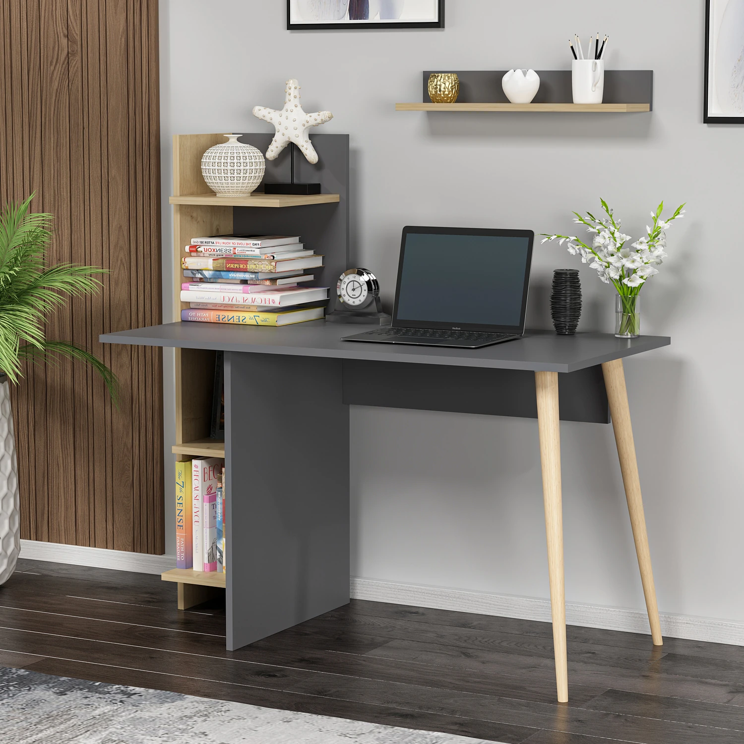 Dekorosso Omar Ahşap Ayaklı Fonksiyonel Çalışma Masası