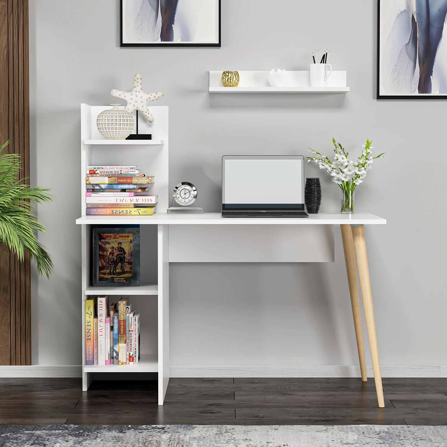 Dekorosso Omar Ahşap Ayaklı Fonksiyonel Çalışma Masası