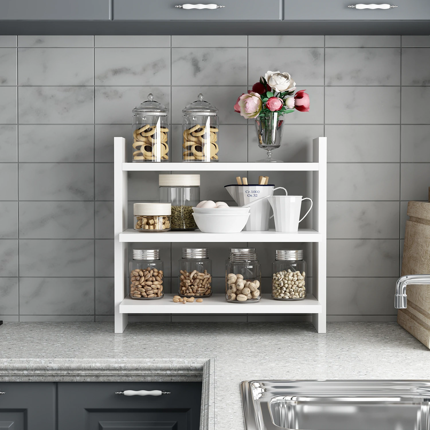 Dekorosso Veron Mutfak Rafı Baharatlık Tezgah Üstü Raf