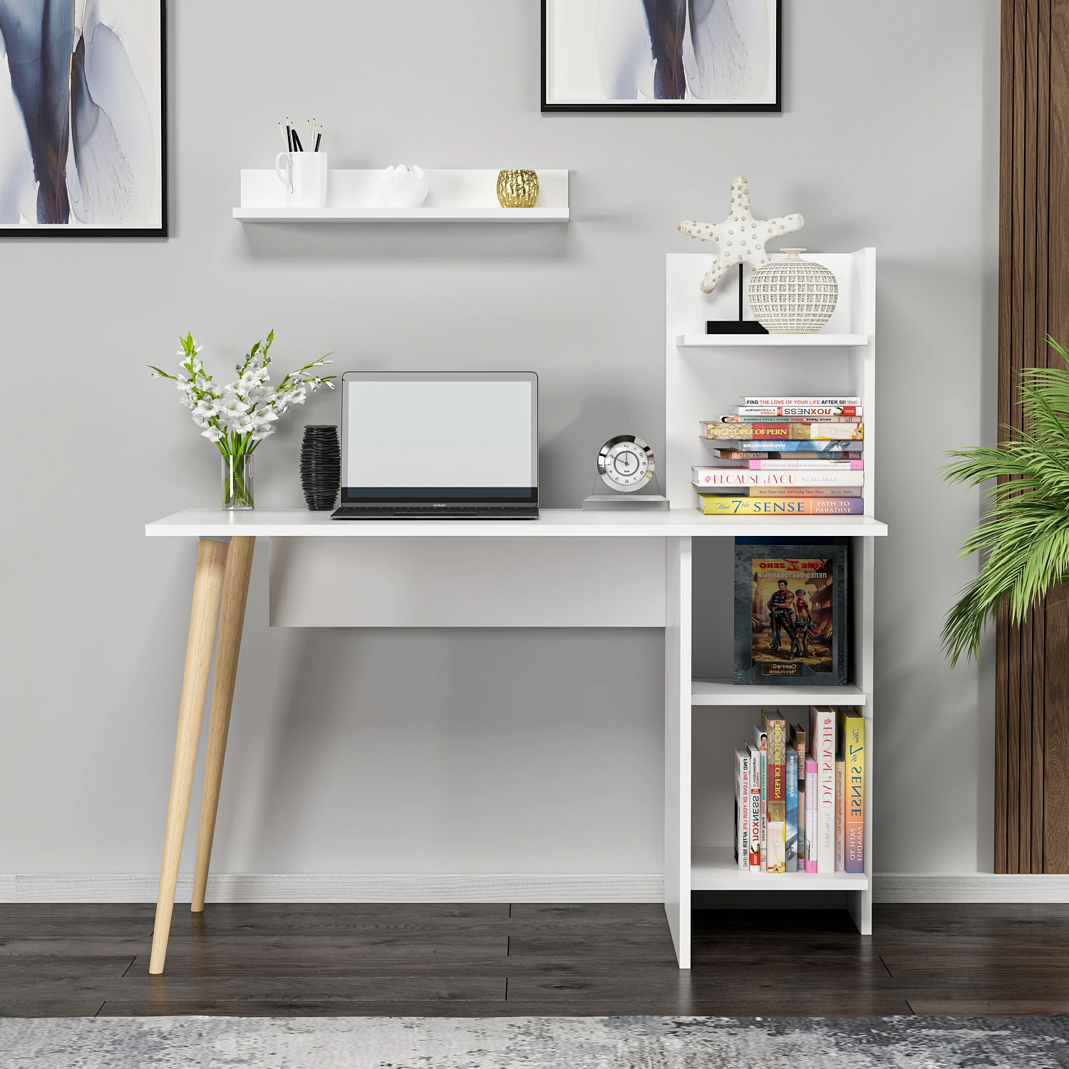 Dekorosso Omar Ahşap Ayaklı Fonksiyonel Çalışma Masası