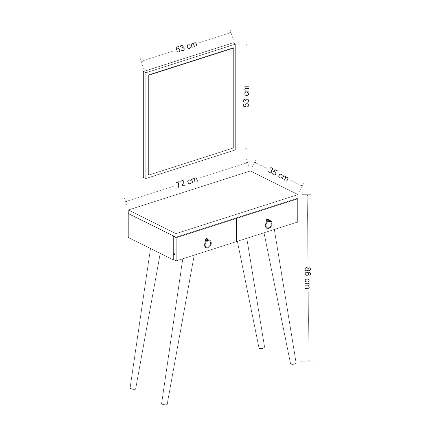 Dekorosso Arden Ahşap Ayaklı Aynalı Modern Dekoratif Dresuar