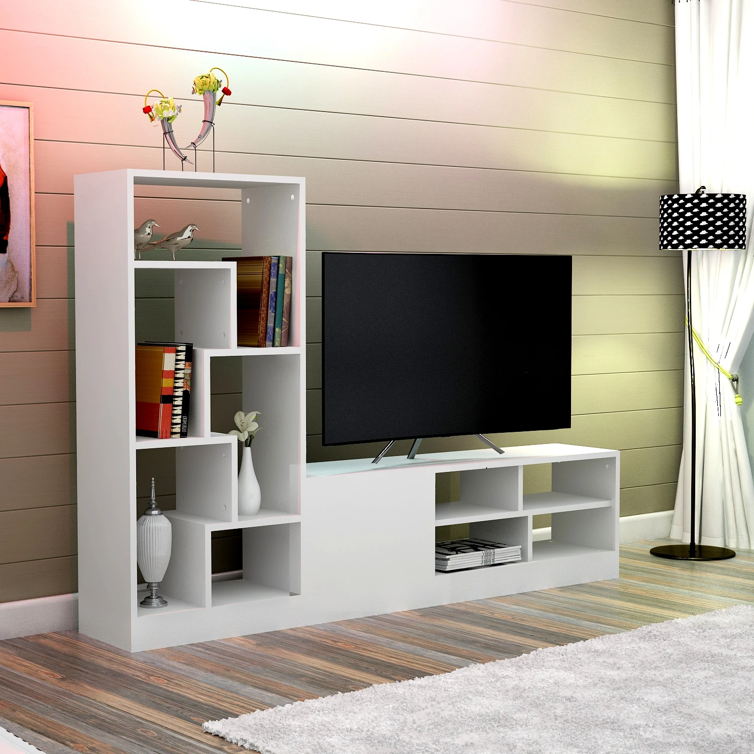 Dekorosso Lord Dolaplı Raflı Tv Ünitesi - BEYAZ