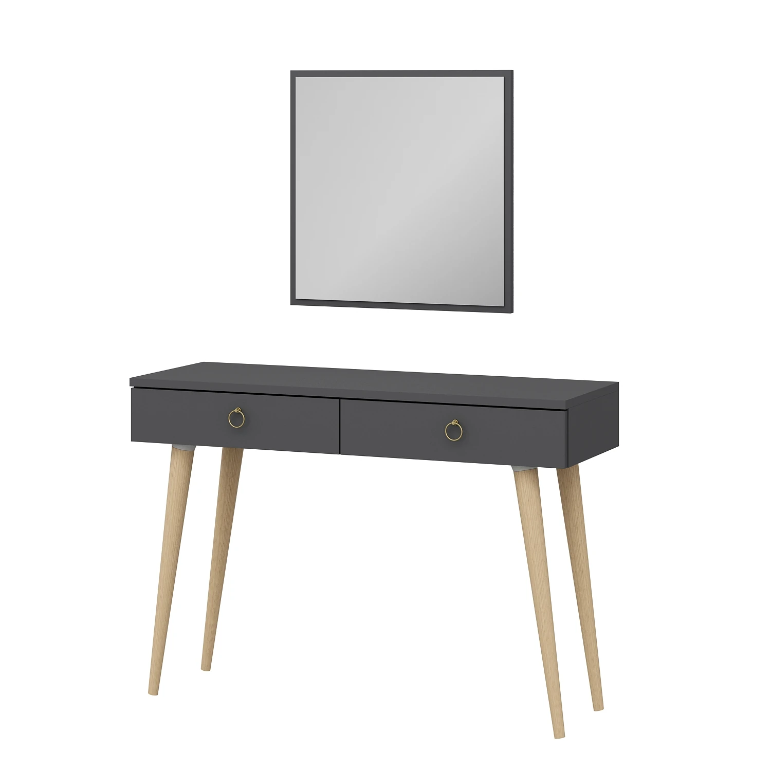 Dekorosso Arden Ahşap Ayaklı Kare Aynalı Modern Dekoratif Dresuar 100Cm