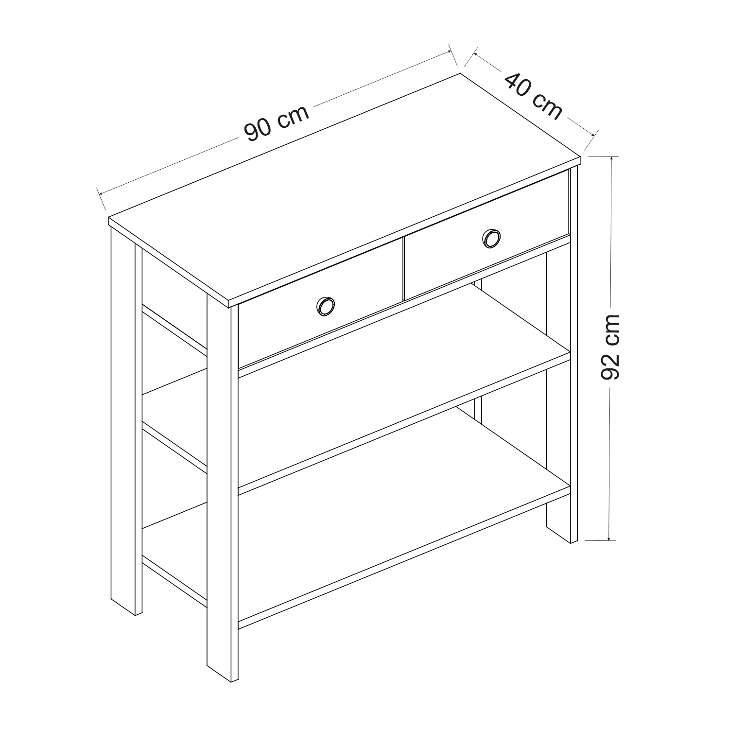 Dekorosso Luke Modern Dekoratif 2 Çekmeceli 2 Raflı Dresuar
