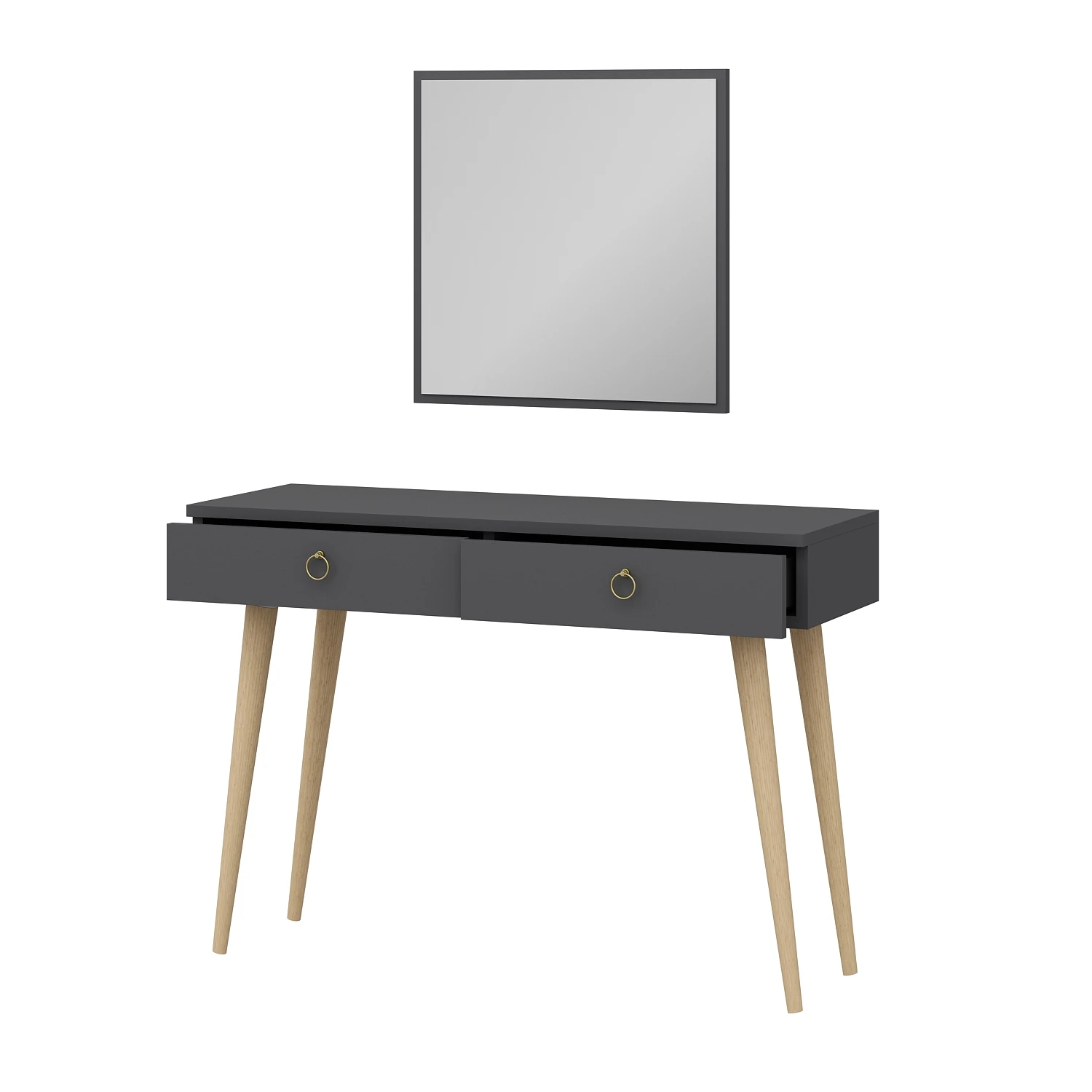 Dekorosso Arden Ahşap Ayaklı Kare Aynalı Modern Dekoratif Dresuar 100Cm