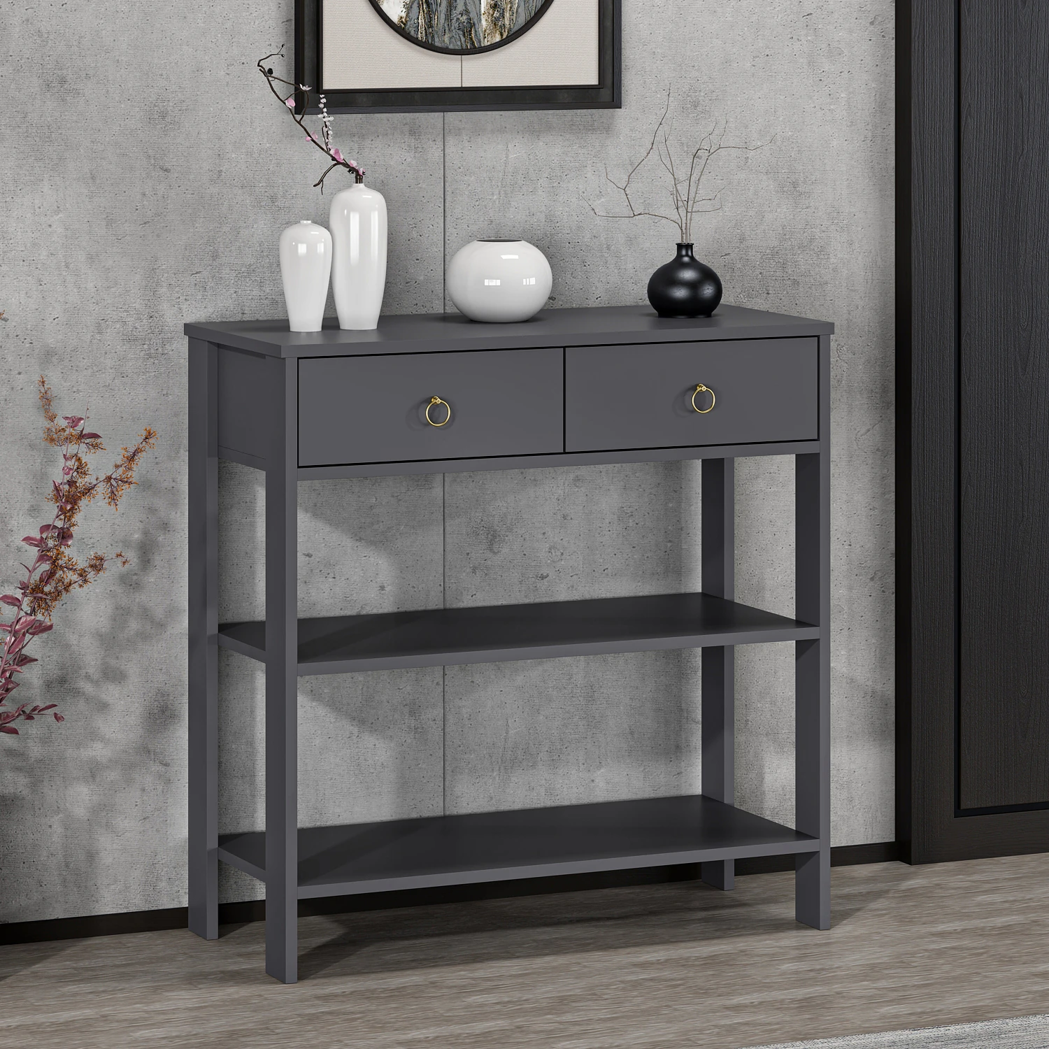 Dekorosso Luke Modern Dekoratif 2 Çekmeceli 2 Raflı Dresuar