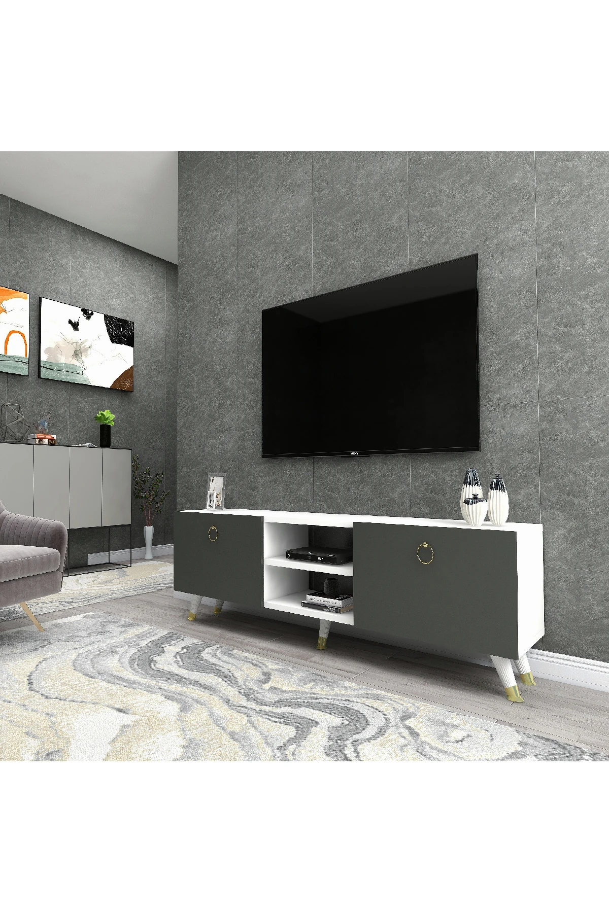 Dekorosso Veco 2 Kapaklı Modern Tv Ünitesi