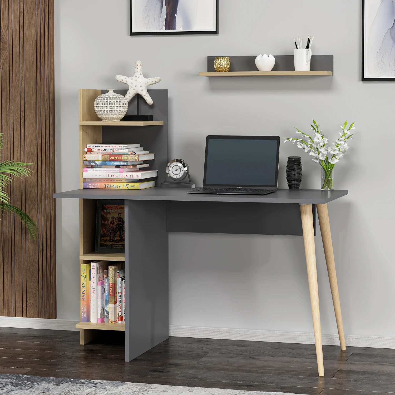 Dekorosso Omar Ahşap Ayaklı Fonksiyonel Çalışma Masası