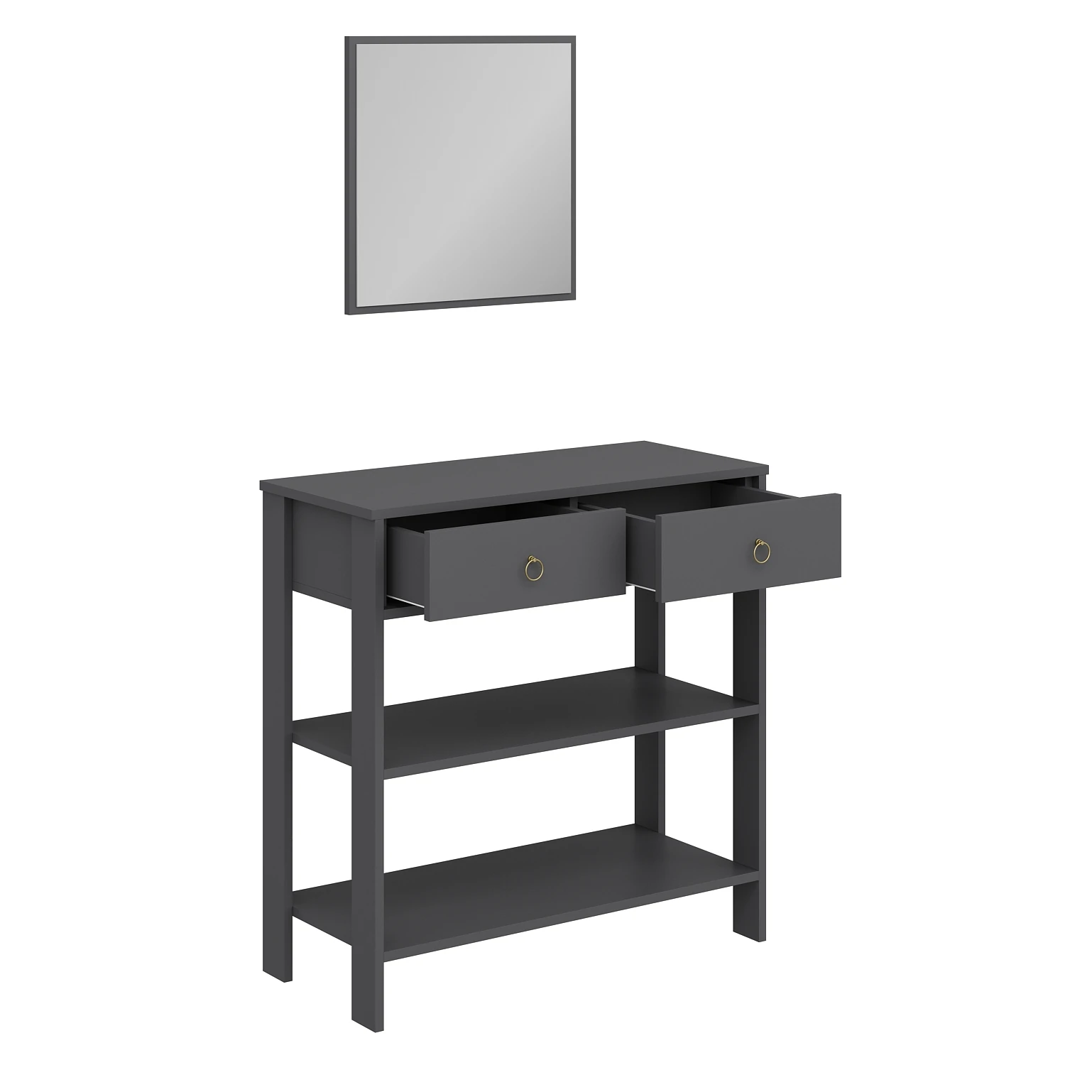 Dekorosso Luke Modern Dekoratif Aynalı 2 Çekmeceli 2 Raflı Dresuar