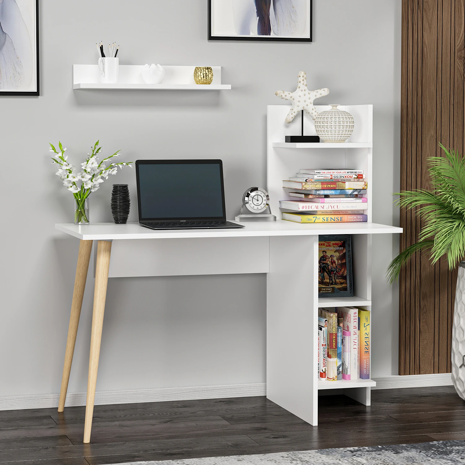 Dekorosso Omar Ahşap Ayaklı Fonksiyonel Çalışma Masası