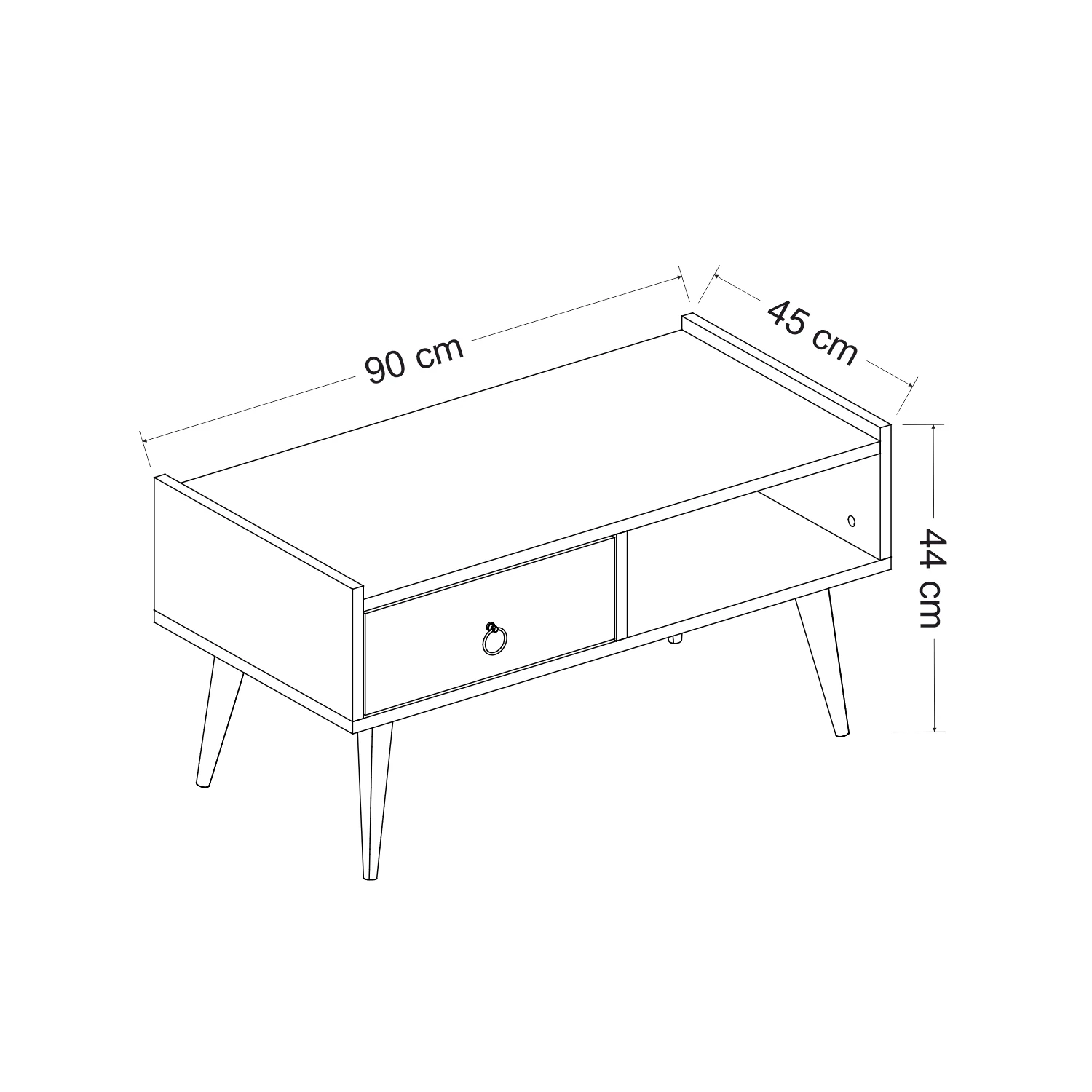 Dekorosso Lupin Çekmeceli Ahşap Ayaklı Orta Sehpa