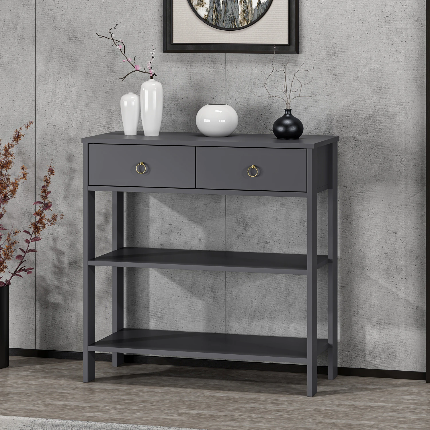 Dekorosso Luke Modern Dekoratif 2 Çekmeceli 2 Raflı Dresuar