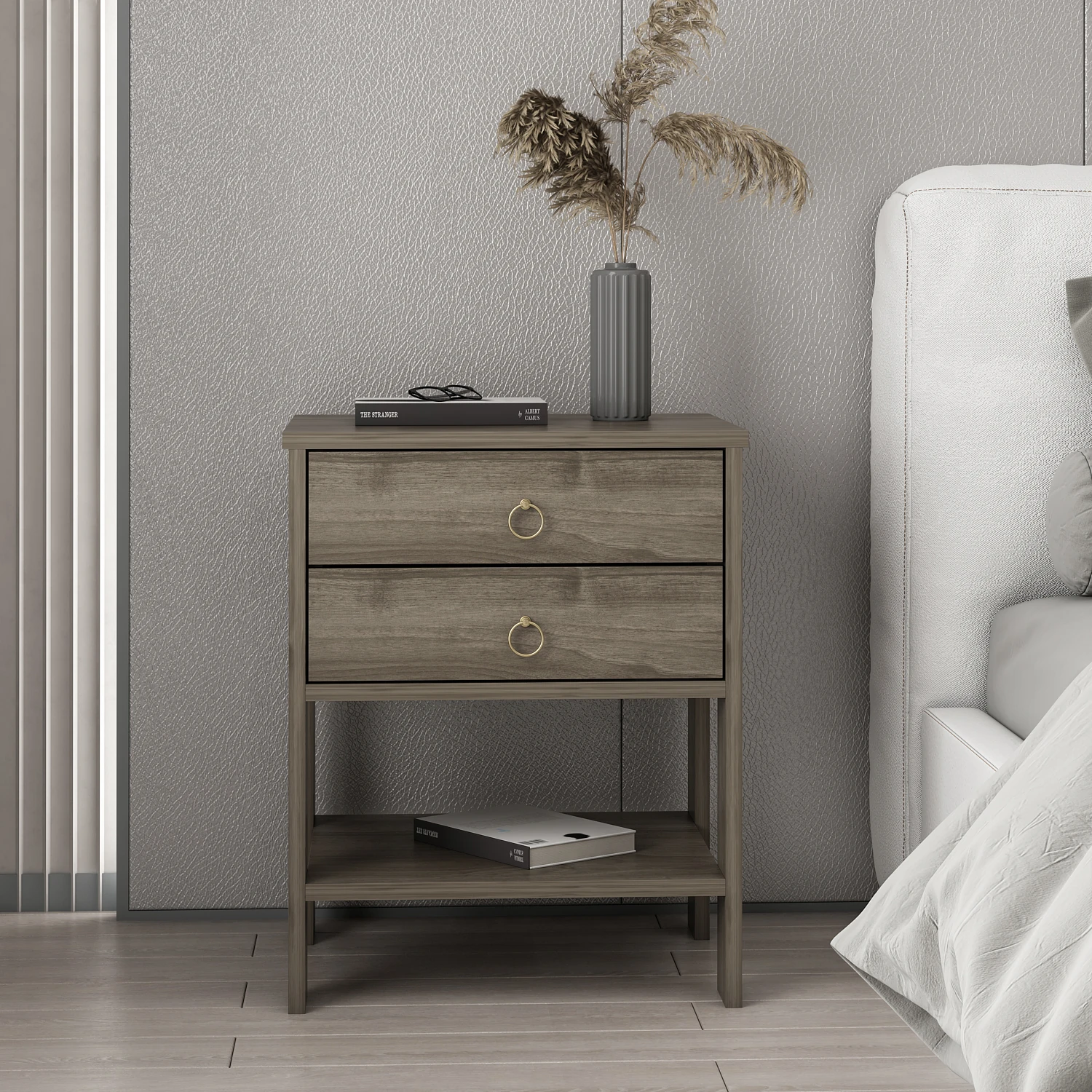 Dekorosso Zen Modern 2 Çekmeceli Komodin - CEVİZ