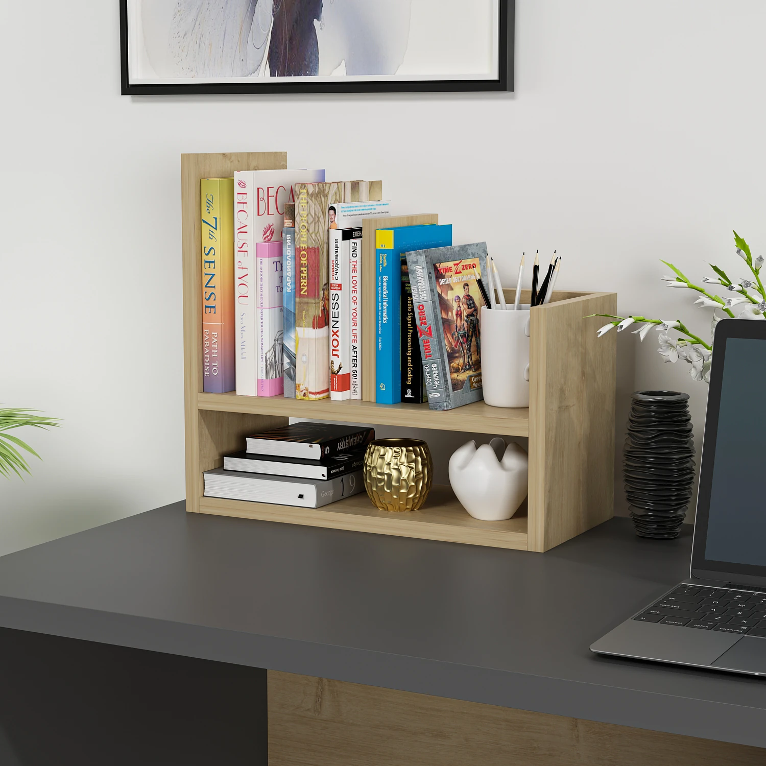 Dekorosso Crow Masaüstü Raf Organizer & Duvar Rafı & Montessori Raf - Safir Meşe