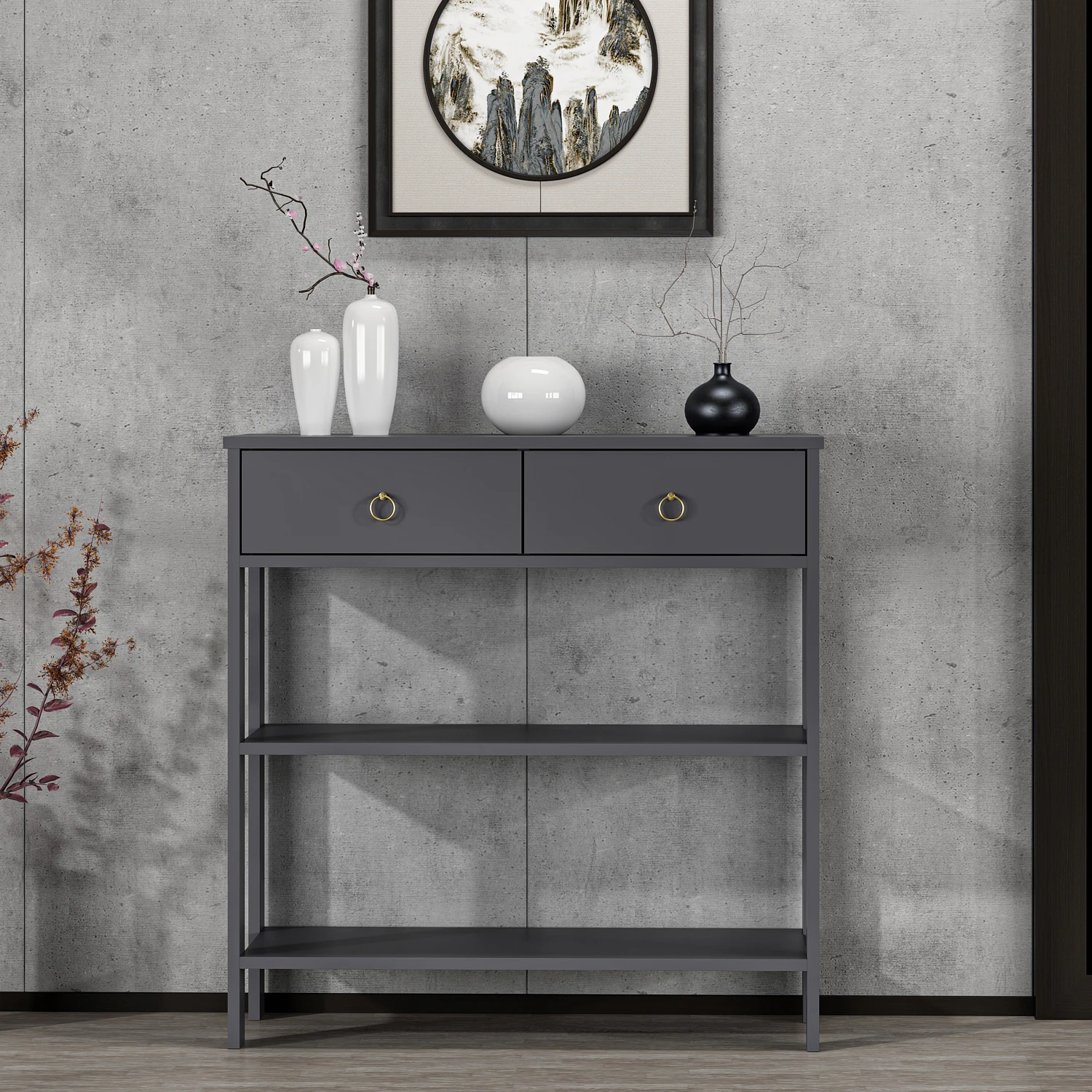 Dekorosso Luke Modern Dekoratif 2 Çekmeceli 2 Raflı Dresuar