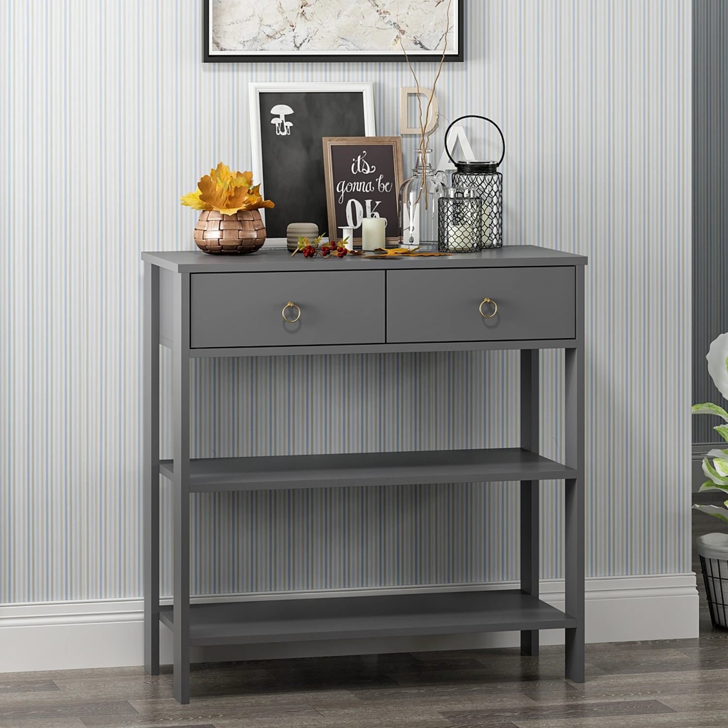 Dekorosso Luke Modern Dekoratif 2 Çekmeceli 2 Raflı Dresuar