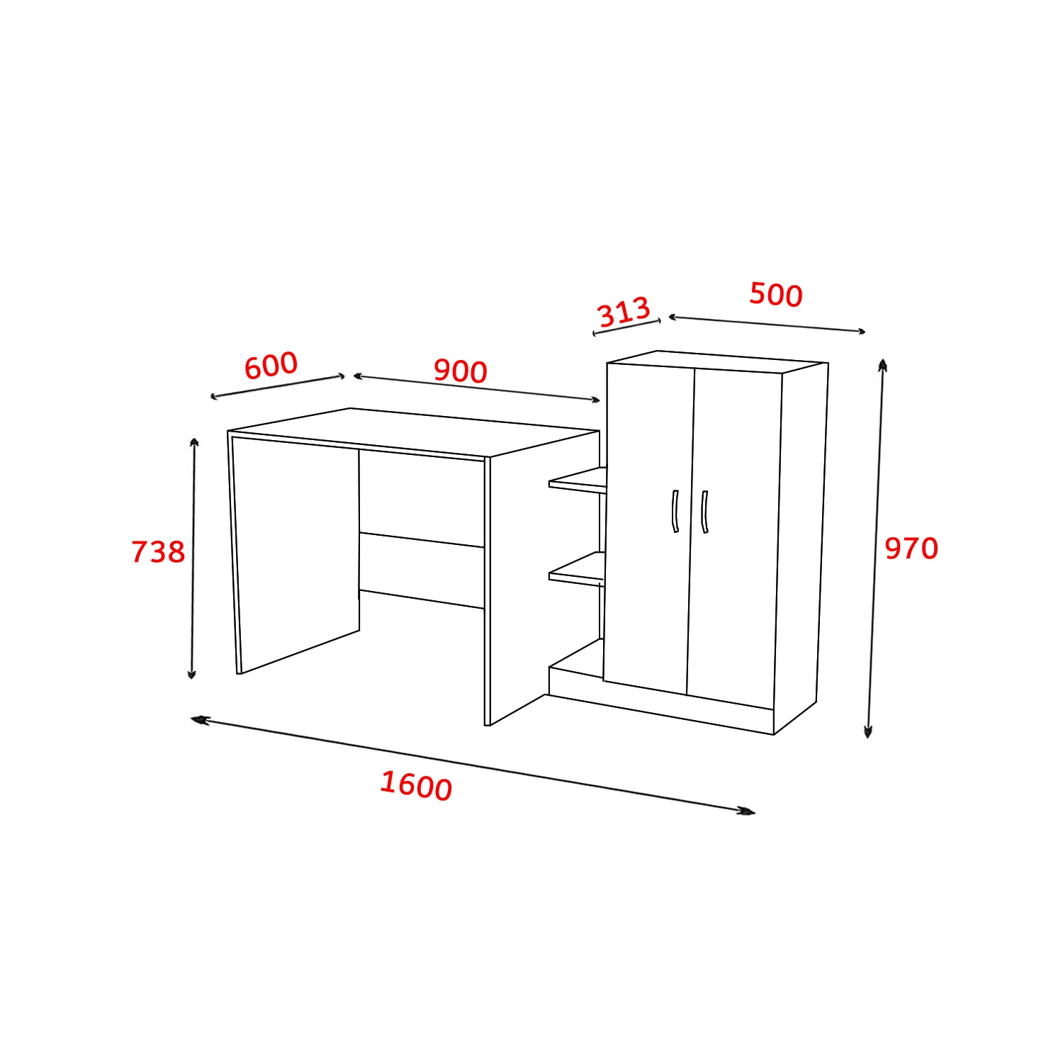Dekorosso Stic Dolaplı Çalışma Masası
