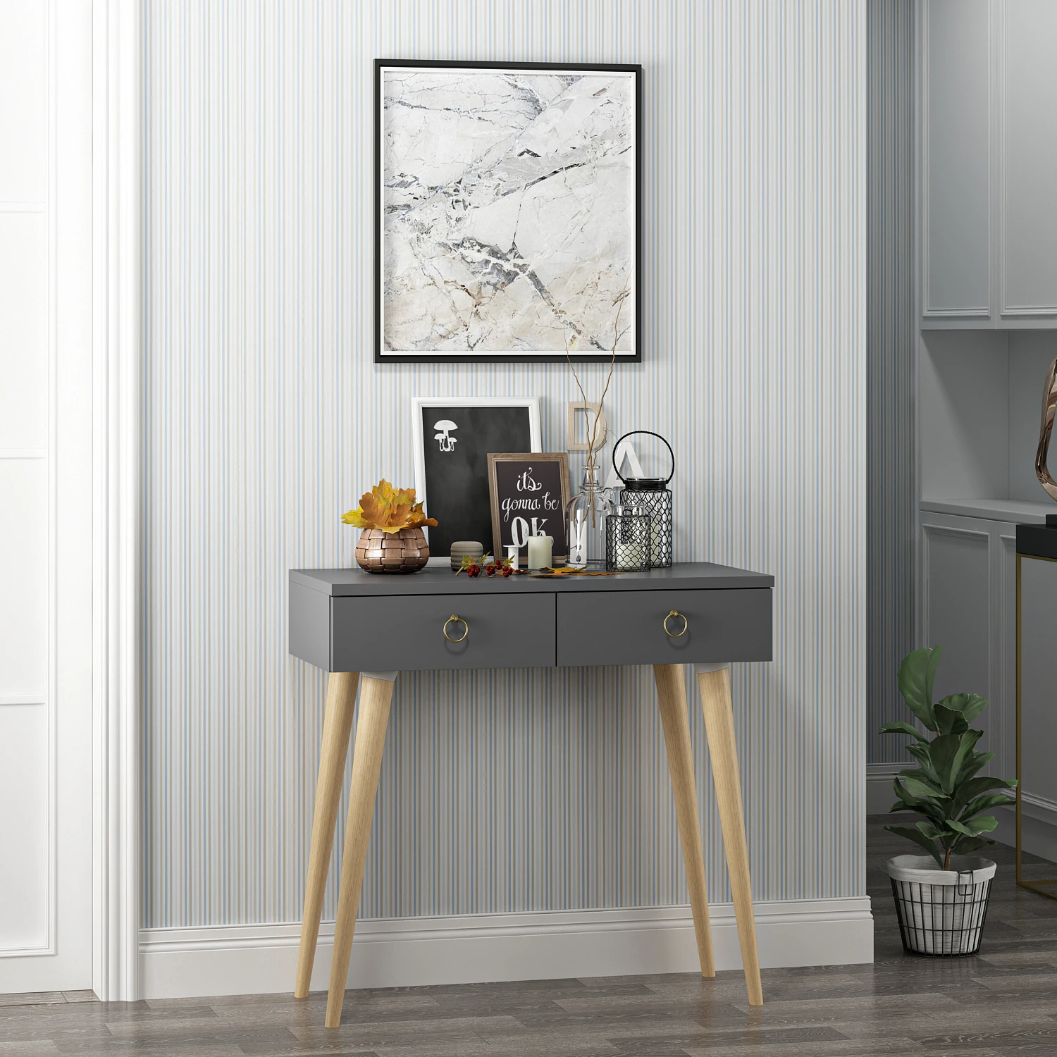 Dekorosso Arden Ahşap Ayaklı Modern Dekoratif Dresuar