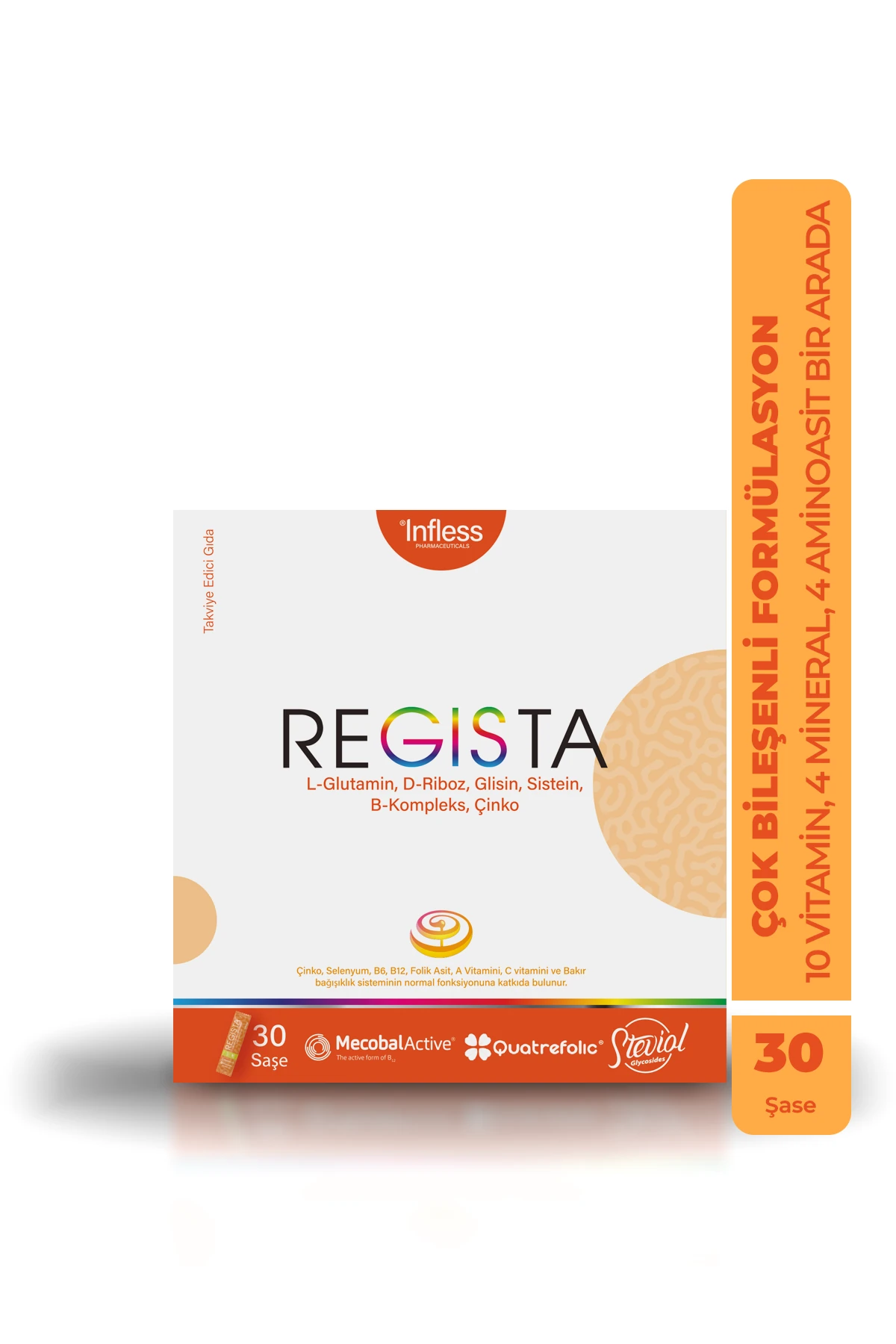 Regista, Glutamin, Sistein, Glisin, D-Riboz ve Multivitamin içeren Saşe