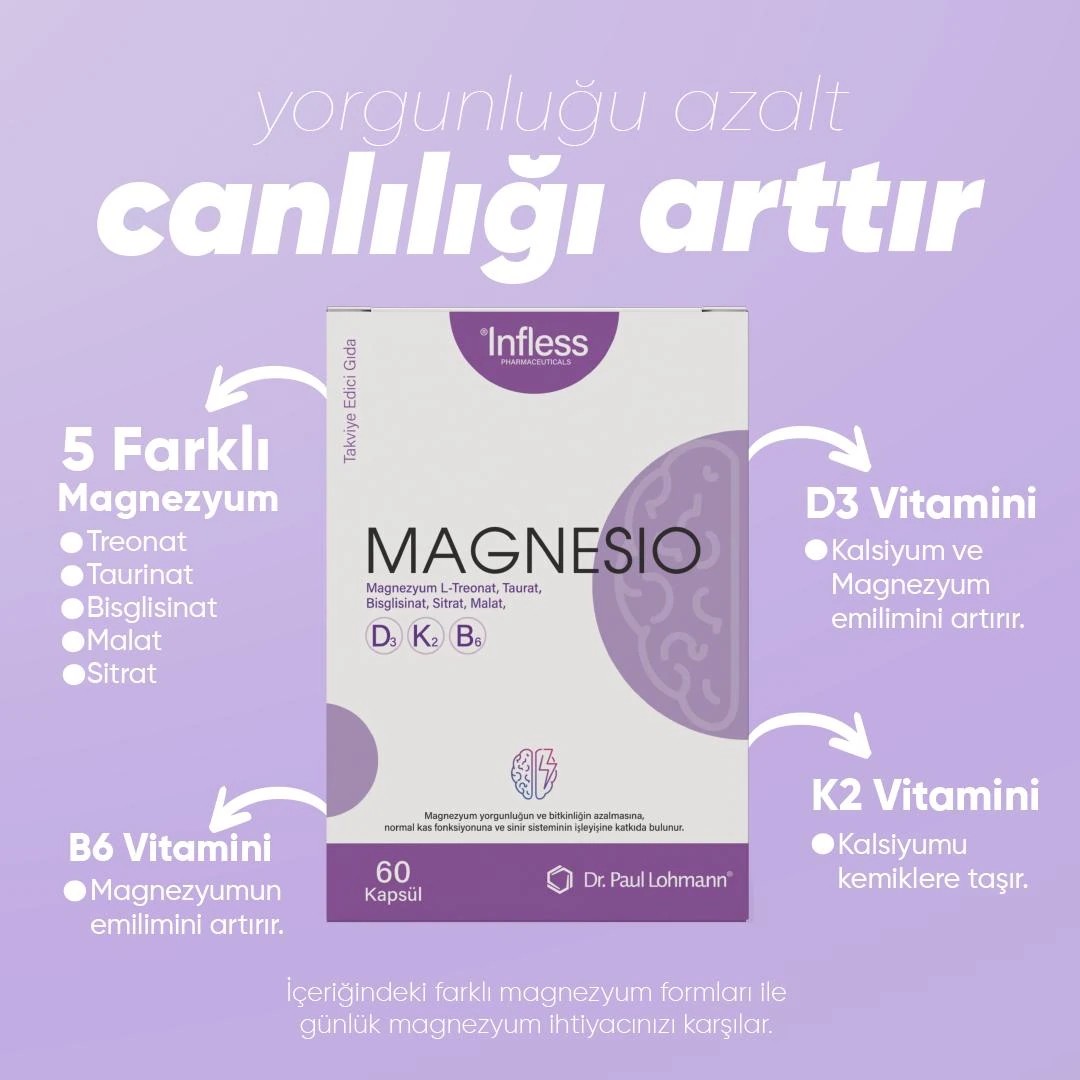 Magnesio, Magnezyum Kompleks B6 Ve D3k2 Vitamin Infless Eczanem