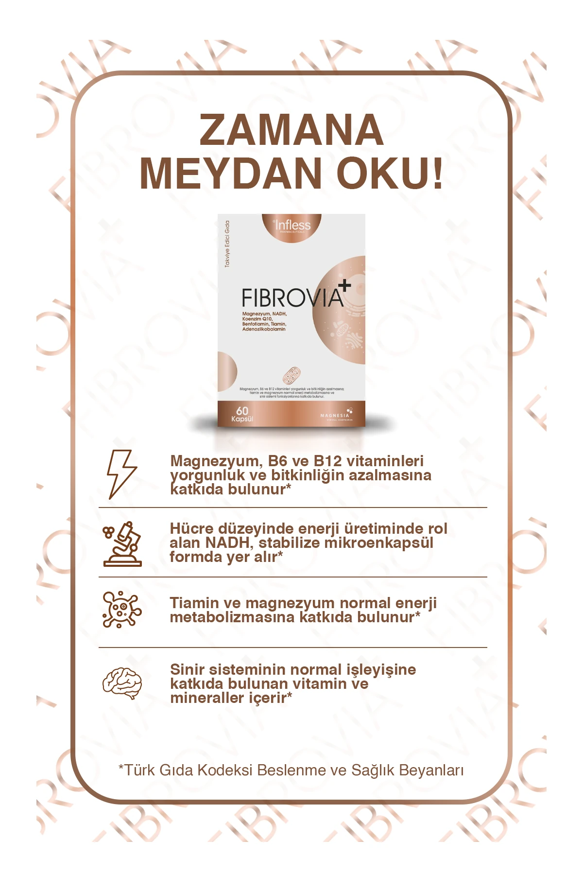 Fibrovia+ NADH ve Koenzim Q10, Magnezyum Malat İçeren Formül – 60 Kapsül