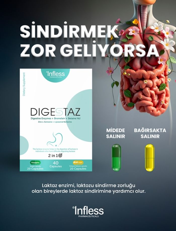 Digestaz, Sindirim Enzimleri + Bromelain +Betain HCL+ Lipozomal Berberin + Çinko L-Karnosin