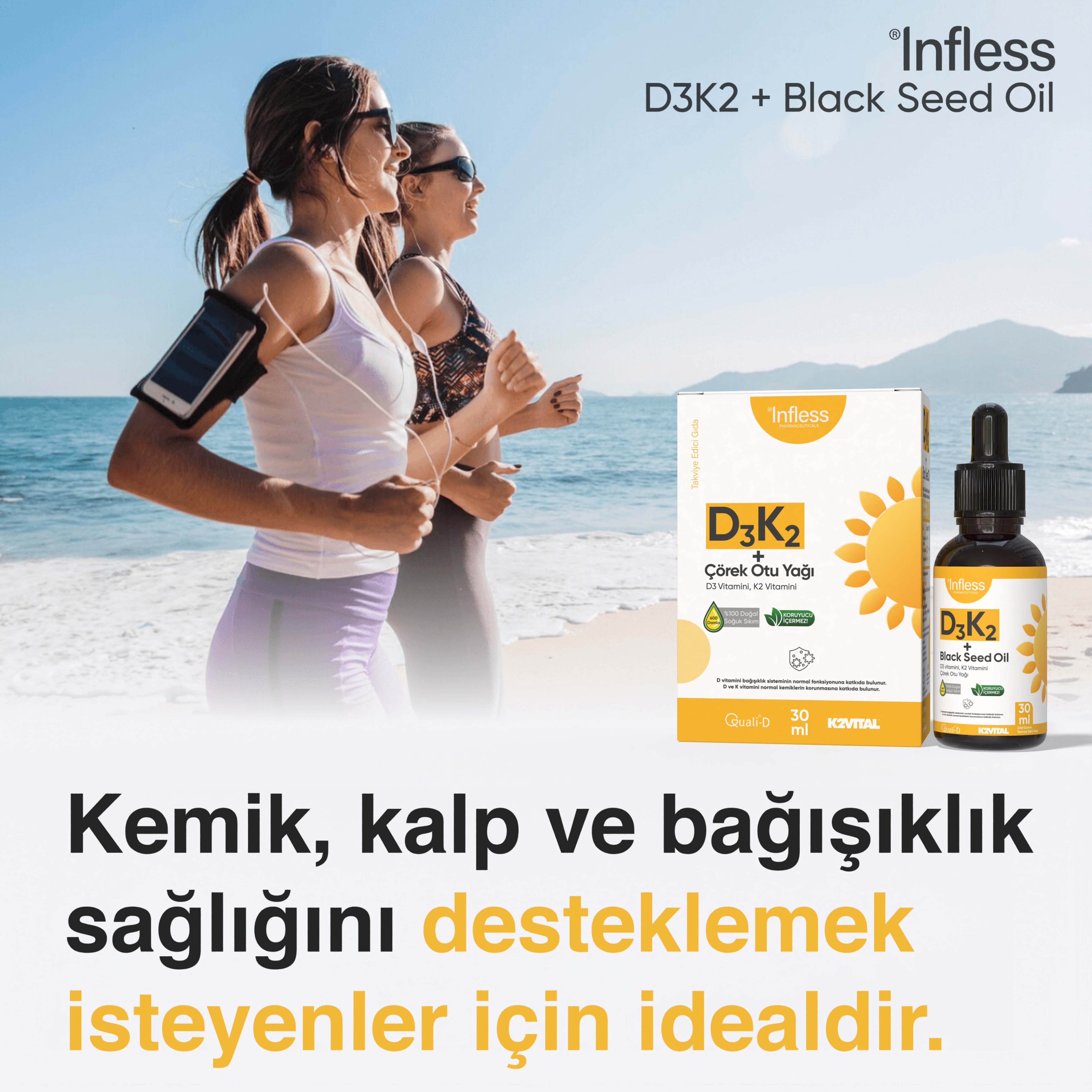 Vitamin D3 K2 + Çörek Otu Yağı 30 ML 600 Damla