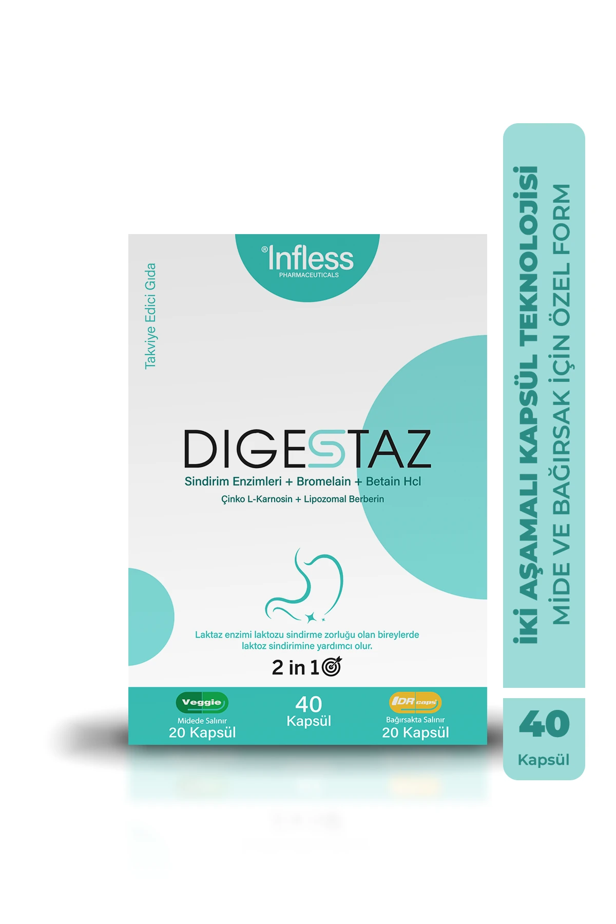 Digestaz, Sindirim Enzimleri + Bromelain +Betain HCL+ Lipozomal Berberin + Çinko L-Karnosin