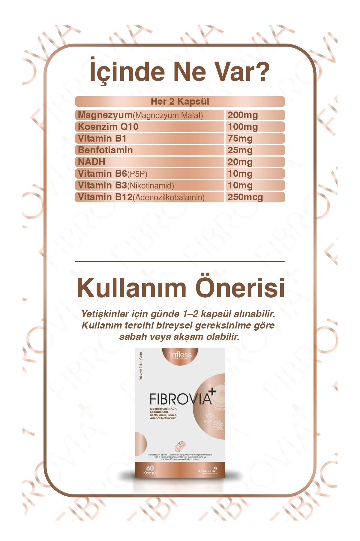Fibrovia+ NADH ve Koenzim Q10, Magnezyum Malat İçeren Formül – 60 Kapsül
